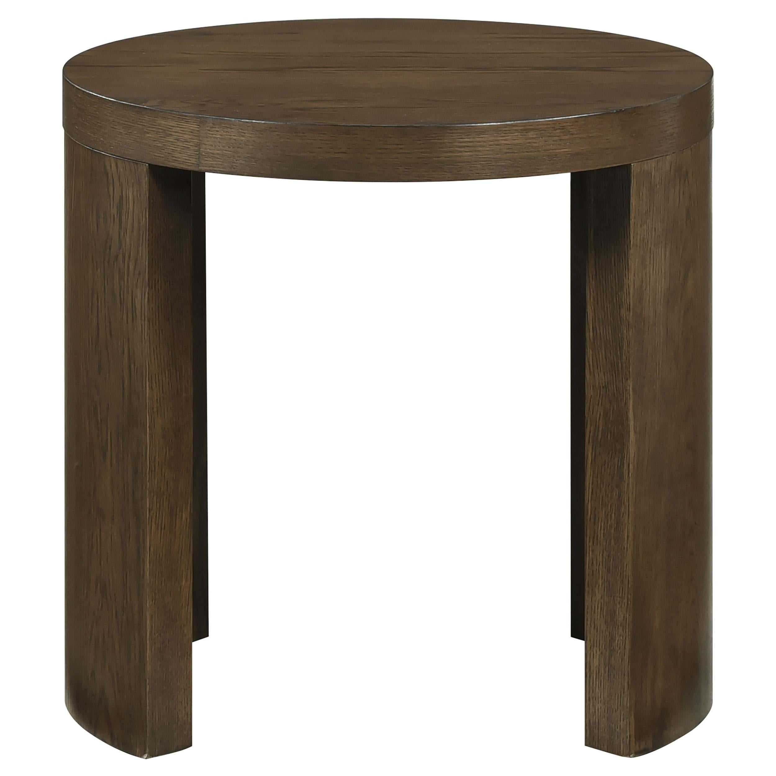 Sweeney 24-inch Round Wood Occasional Side End Table Dark Walnut-