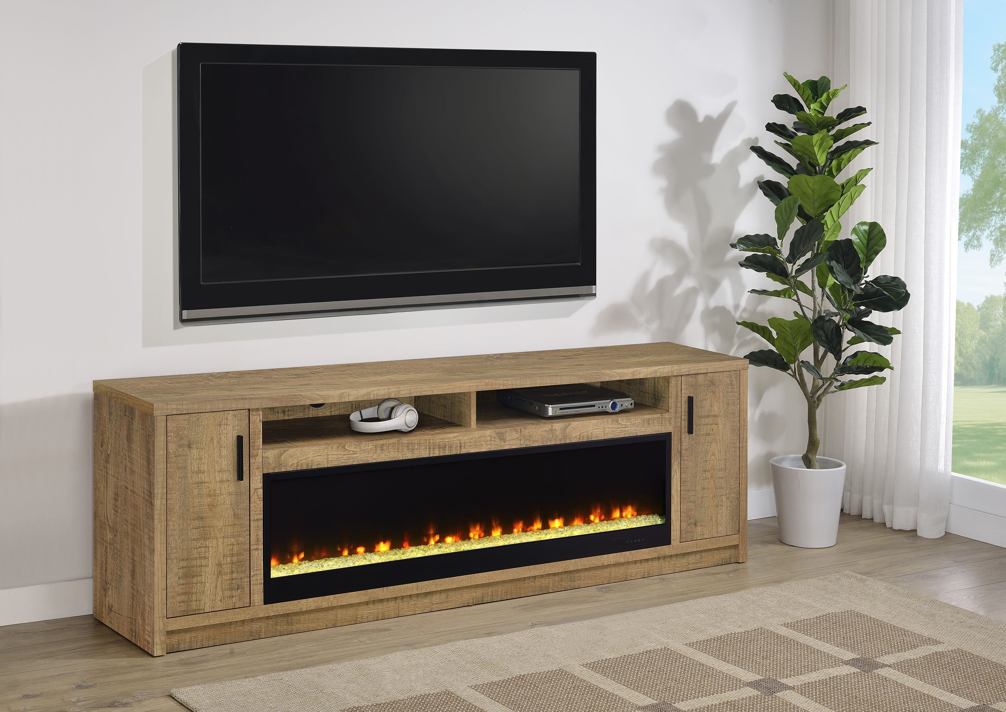 Eddy 79-inch 2-door TV Stand Fireplace Media Console Mango-