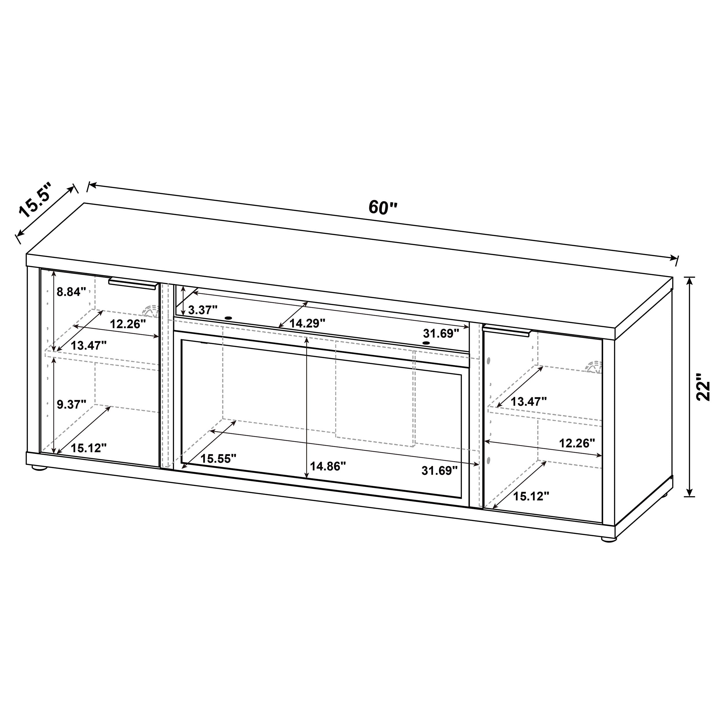 Fuller 60-inch 2-door TV Stand Fireplace Media Console Mango-
