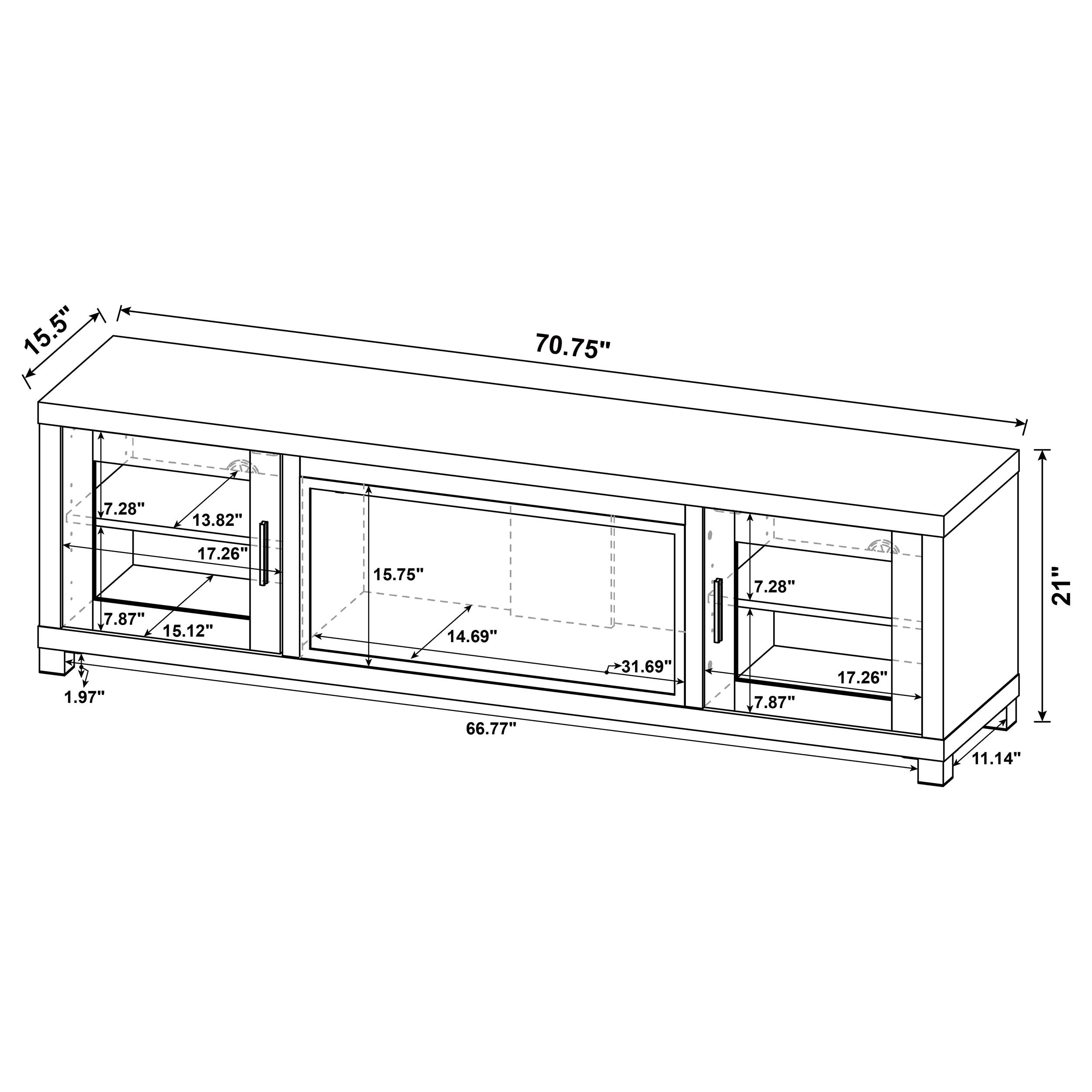 Havering 71-inch TV Stand Fireplace Media Console Dark Pine-