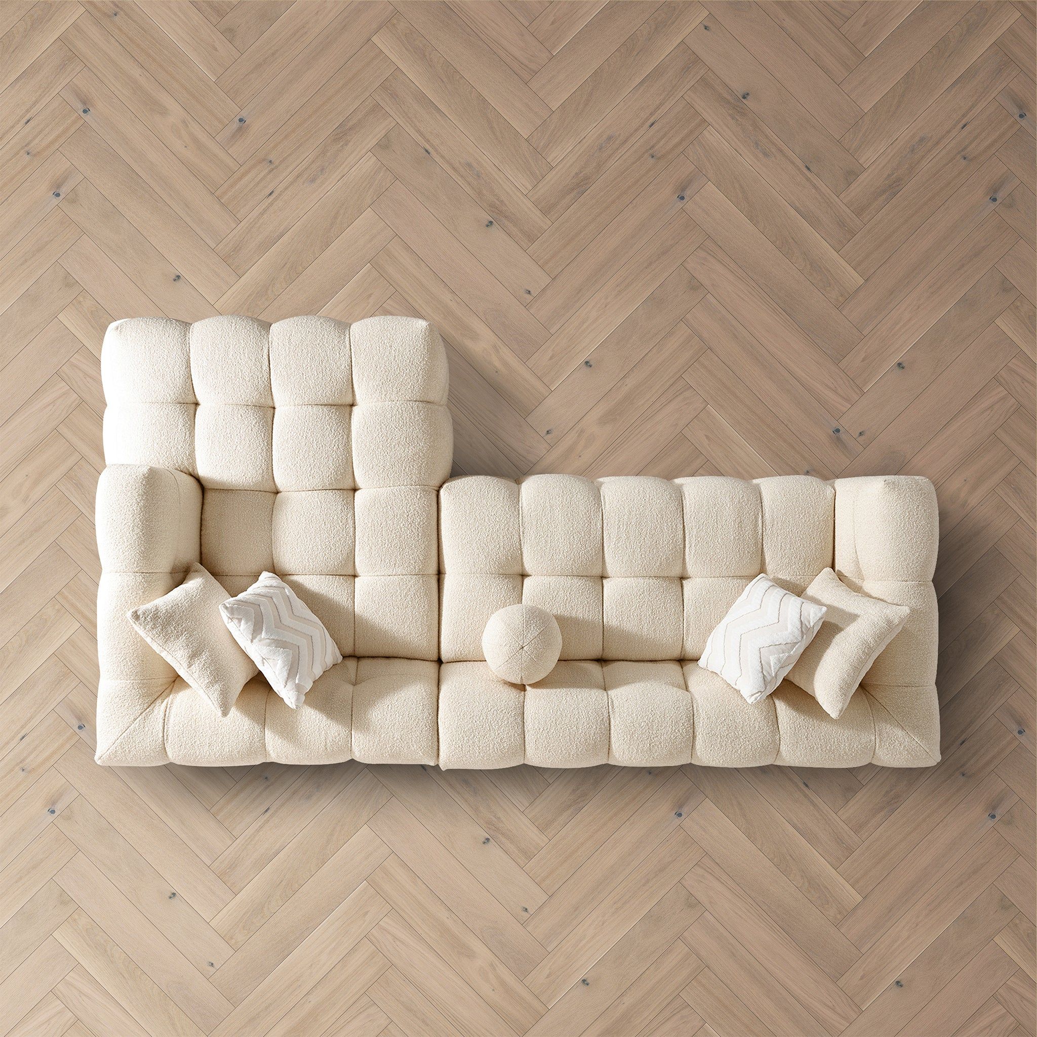 Alana - Tufted Right Sectional Sofa - Ivory