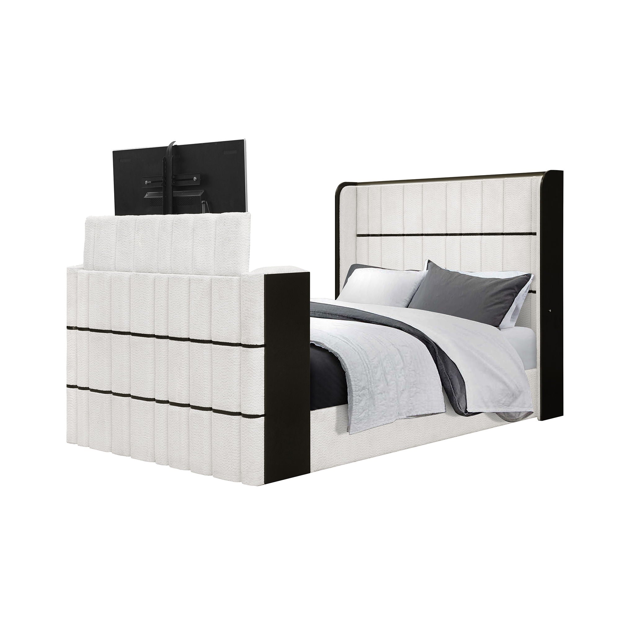 Isaiah - Bed With TV Lift-LED Speakers And Fireplace - Best Buy Furniture