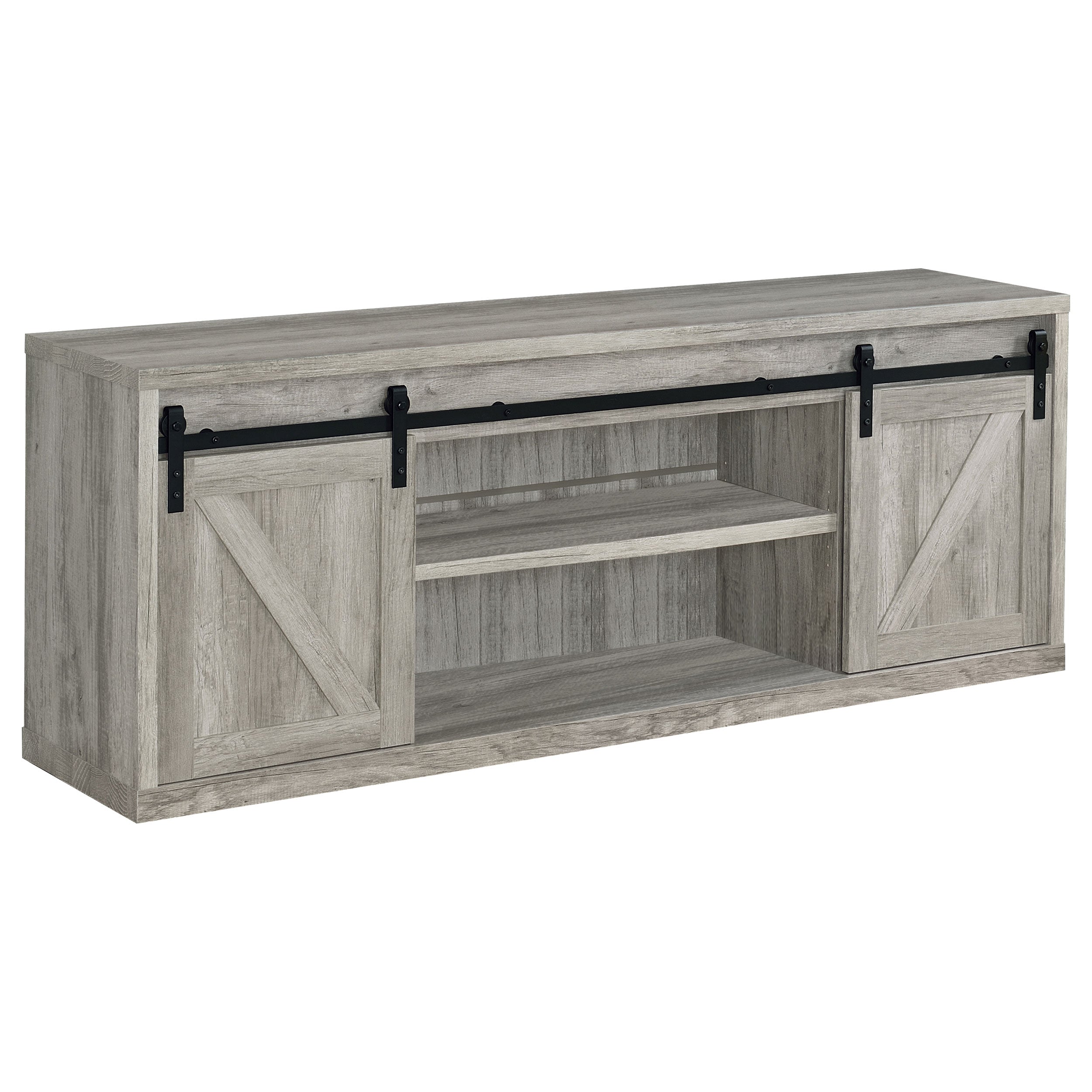 Brockton 2-door Engineered Wood 71-inch TV Stand Grey Driftwood-CoasterEssence