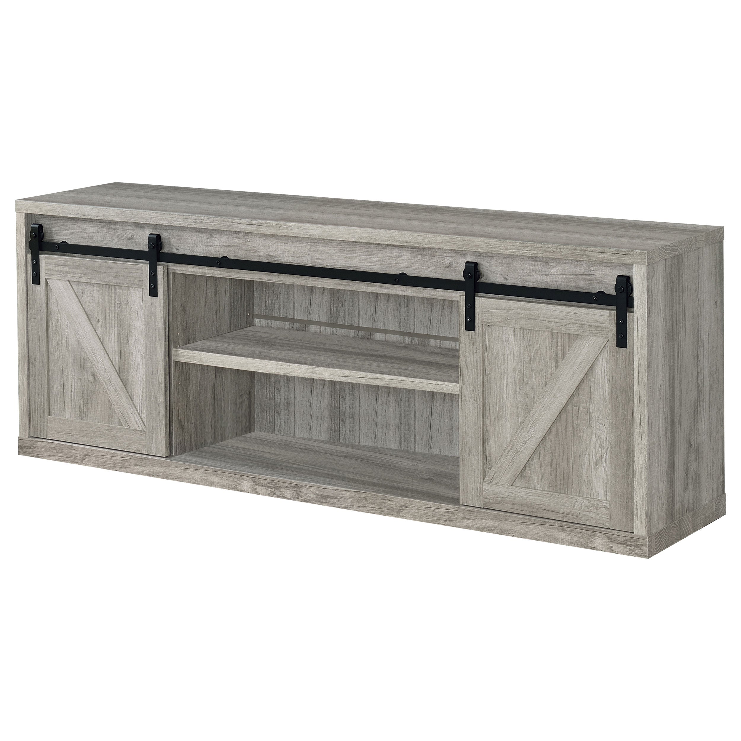 Brockton 2-door Engineered Wood 71-inch TV Stand Grey Driftwood-CoasterEssence