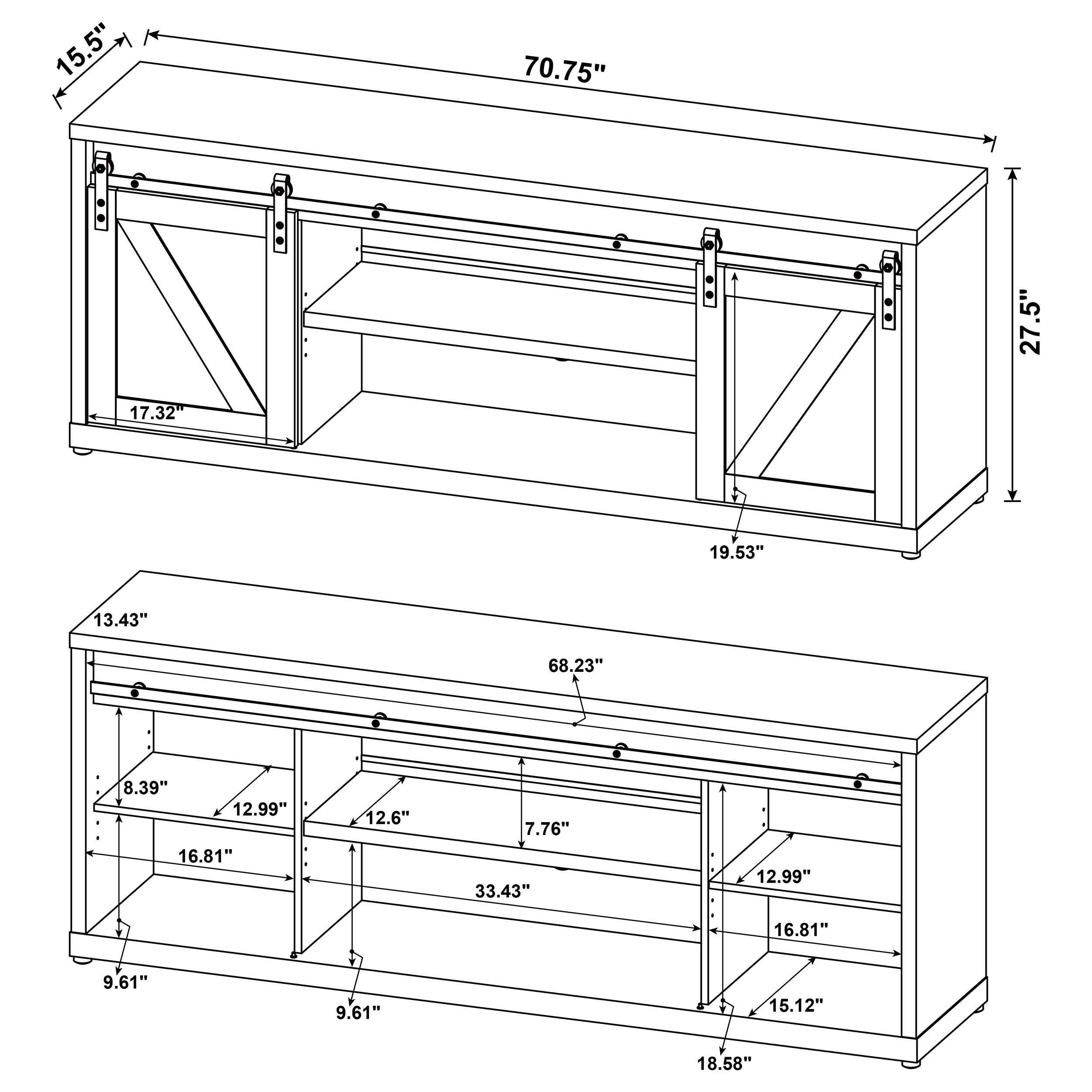 Brockton 2-door Engineered Wood 71-inch TV Stand Grey Driftwood-CoasterEssence