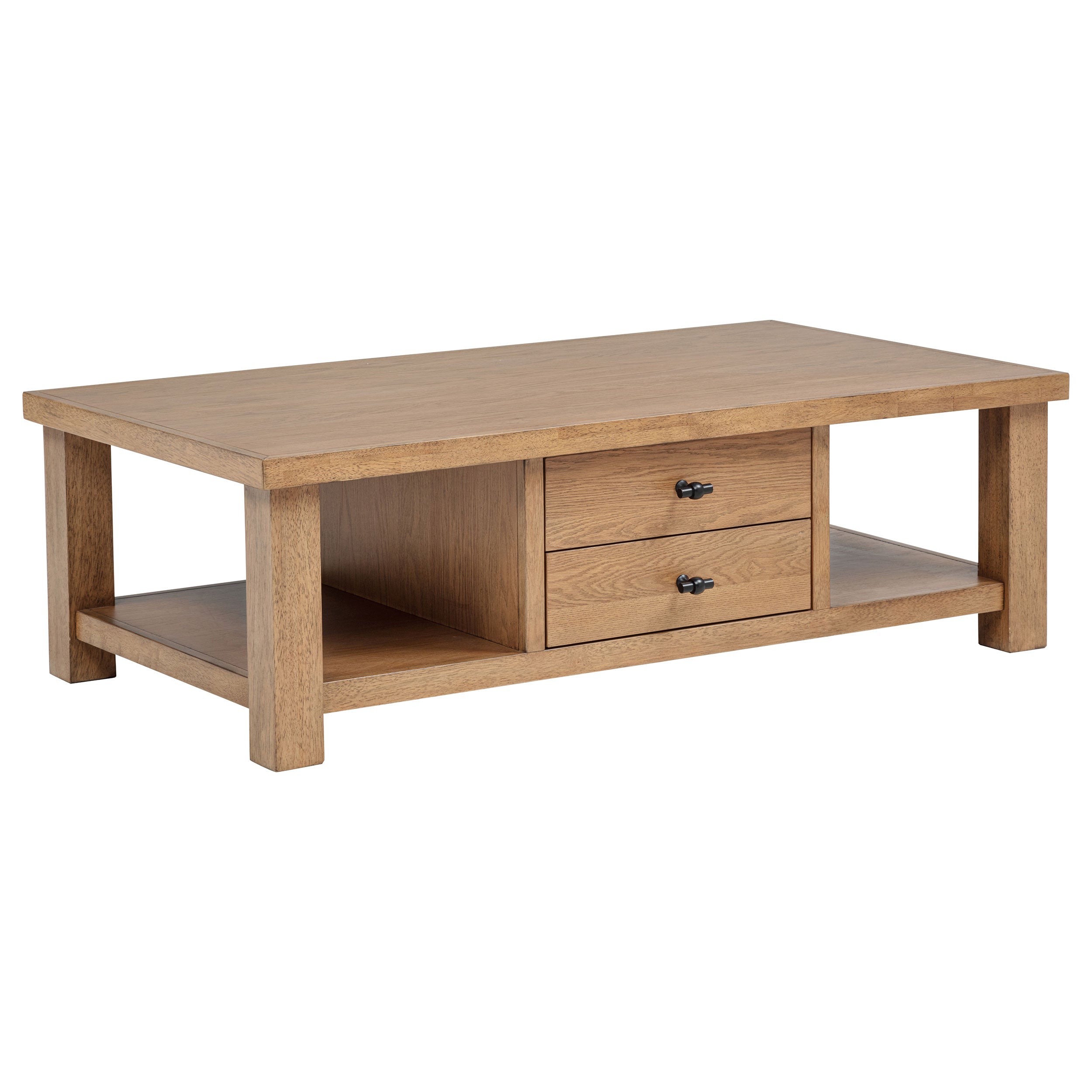Beasley 2-Drawer Wood Coffee Table Golden Oak-