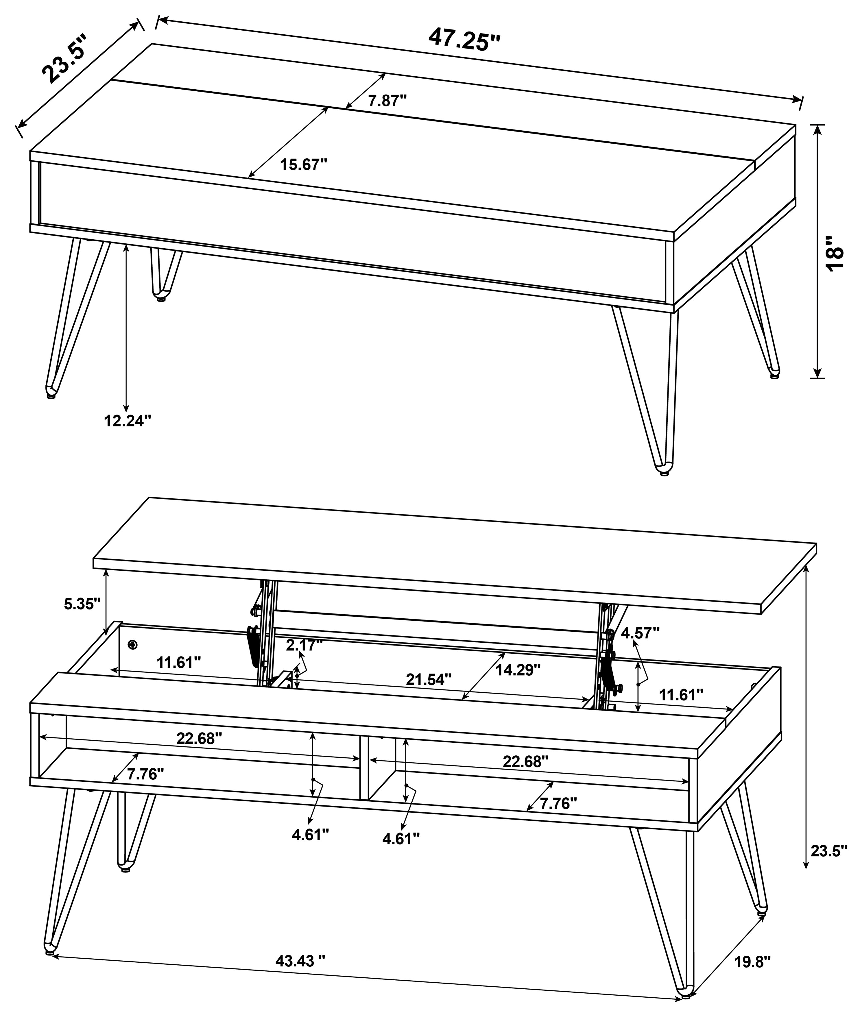 Fanning Engineered Wood Lift Top Coffee Table Golden Oak-CoasterEssence