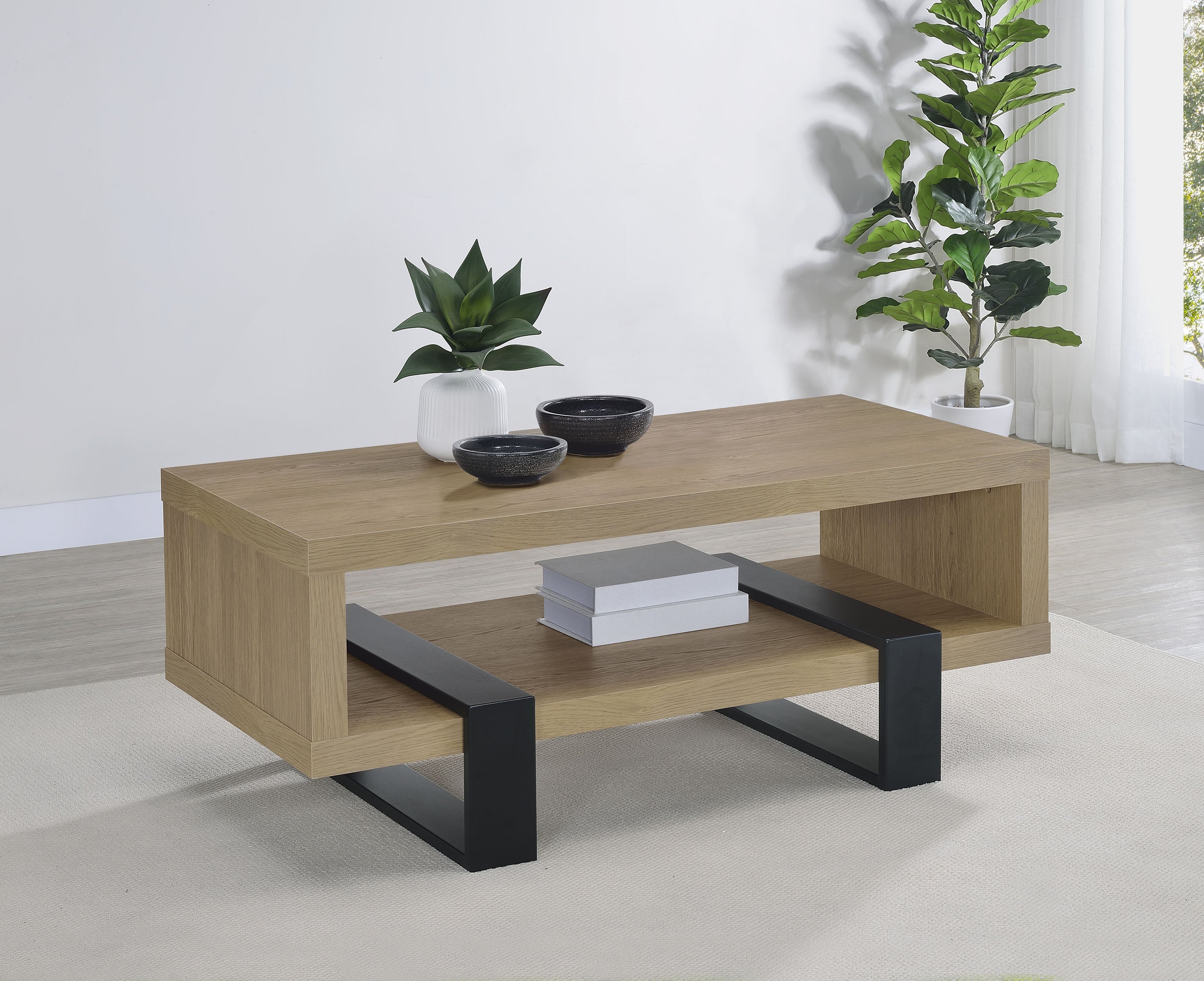 Dinard Engineered Wood Cocktail Coffee Table Latte-