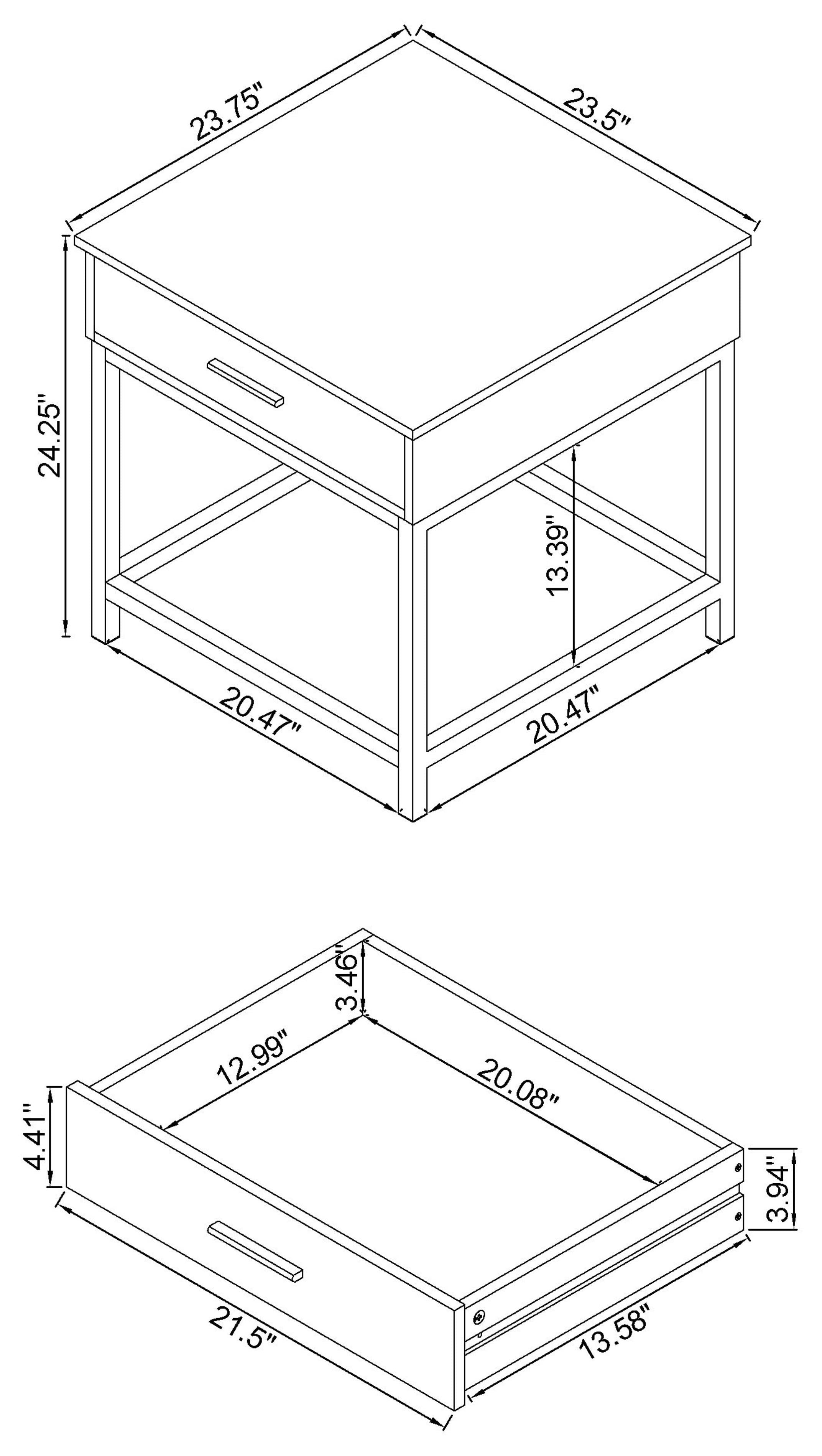 Byers 1-drawer Square Engineered Wood End Table Brown Oak-CoasterEssence
