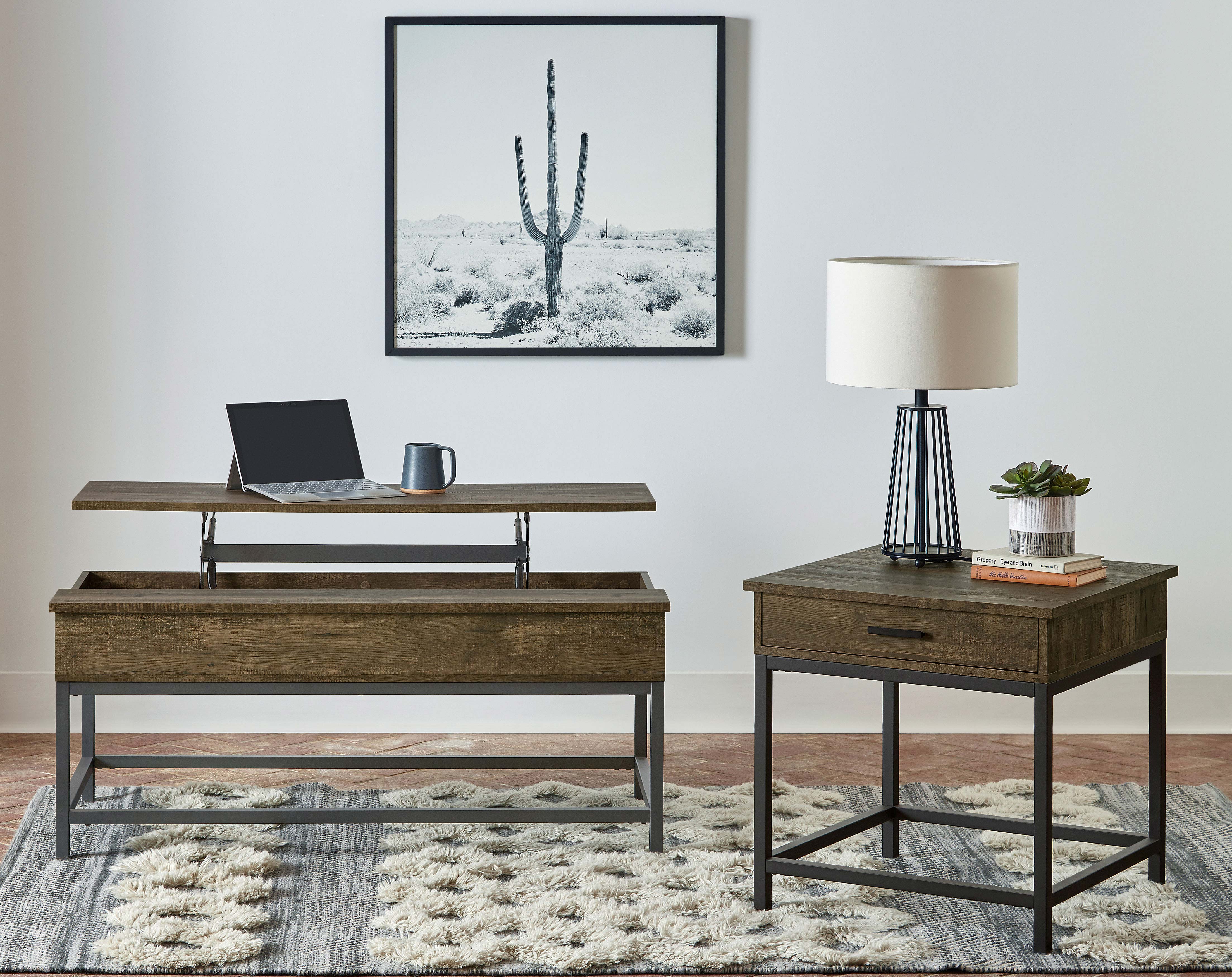Byers 1-drawer Square Engineered Wood End Table Brown Oak-CoasterEssence