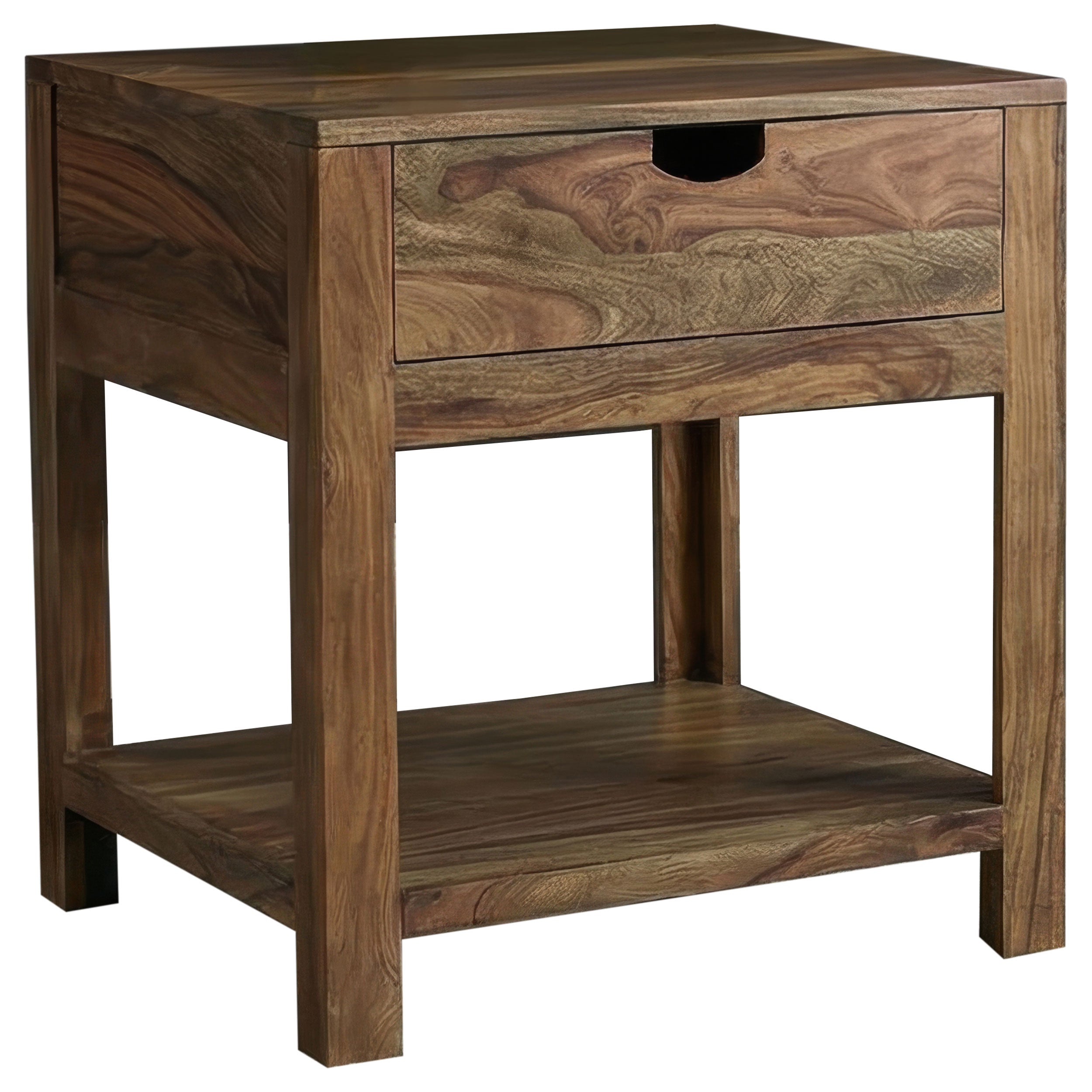 Esther 1-drawer Solid Wood Side End Table Natural Sheesham-