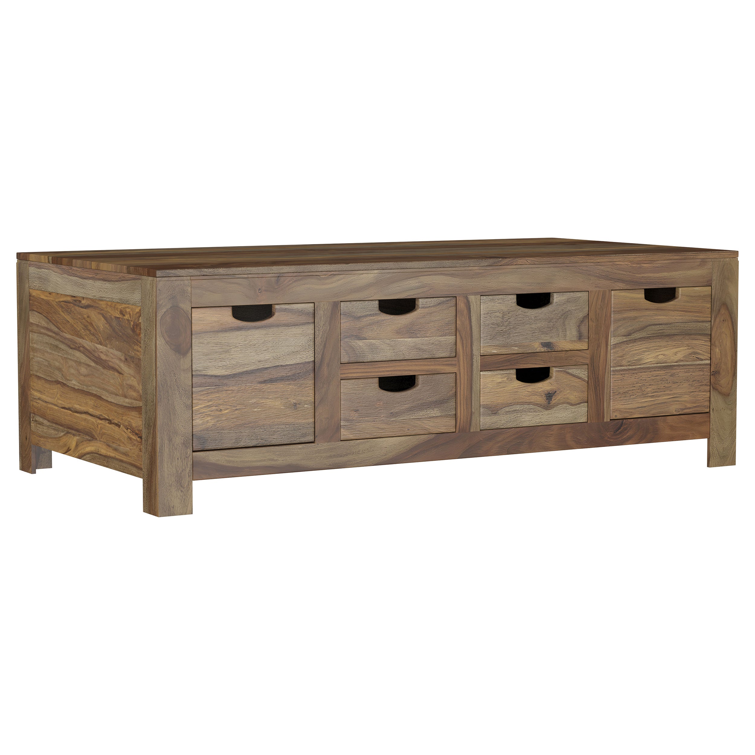 Esther 6-drawer Solid Wood Coffee Table Natural Sheesham-CoasterElevations
