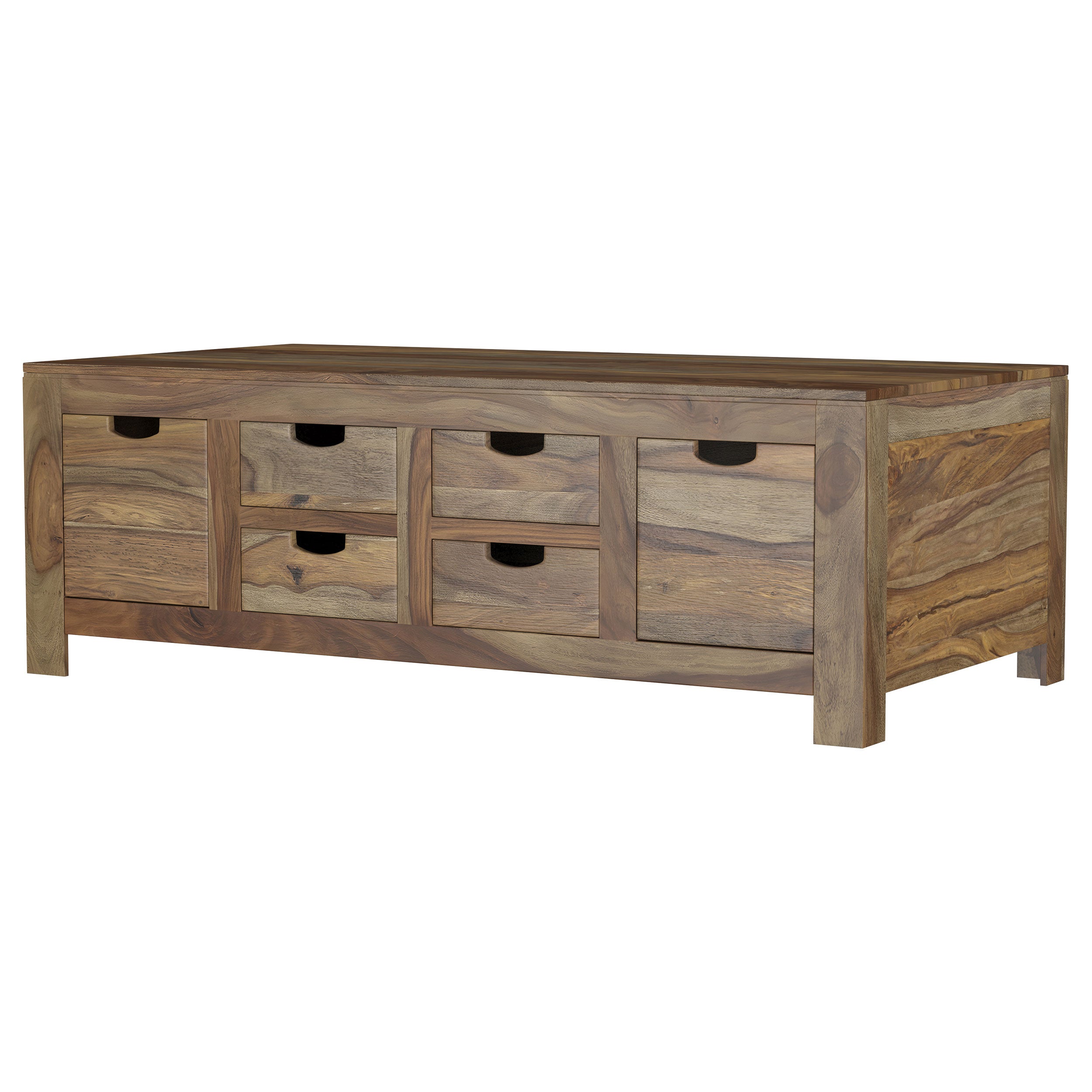 Esther 6-drawer Solid Wood Coffee Table Natural Sheesham-CoasterElevations