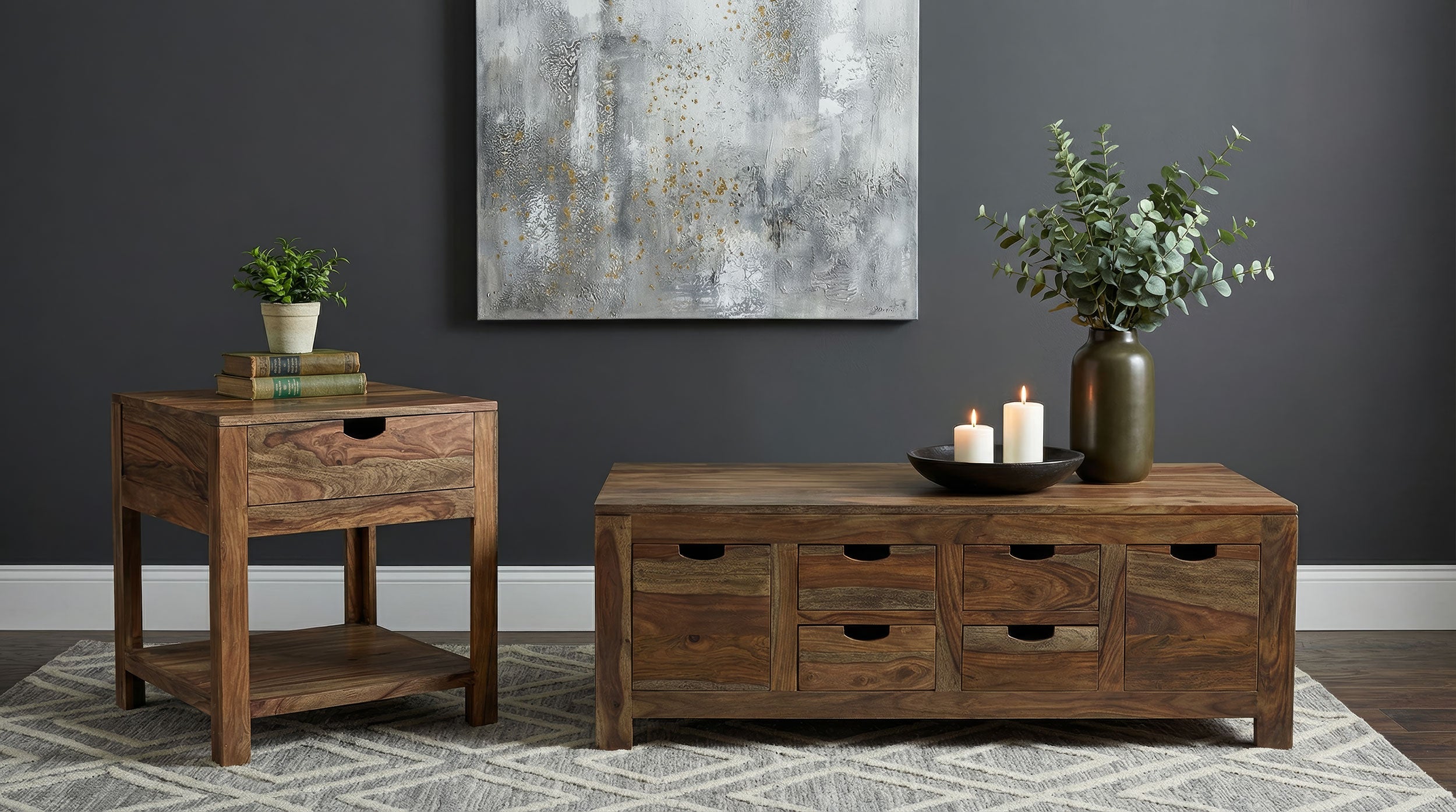Esther 6-drawer Solid Wood Coffee Table Natural Sheesham-CoasterElevations