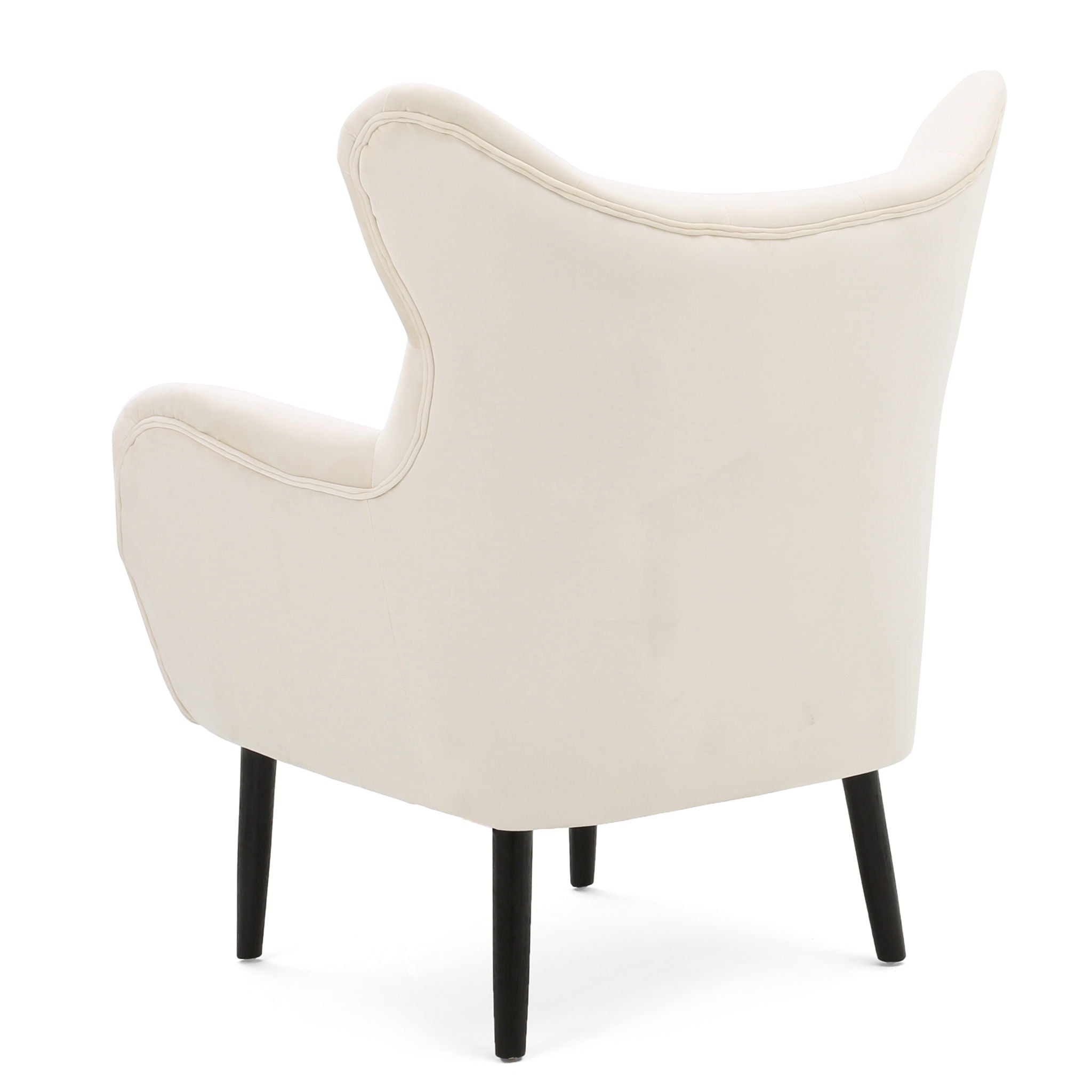 Style Velvet Arm Chair With Wingback And Flared Arms - Ivory