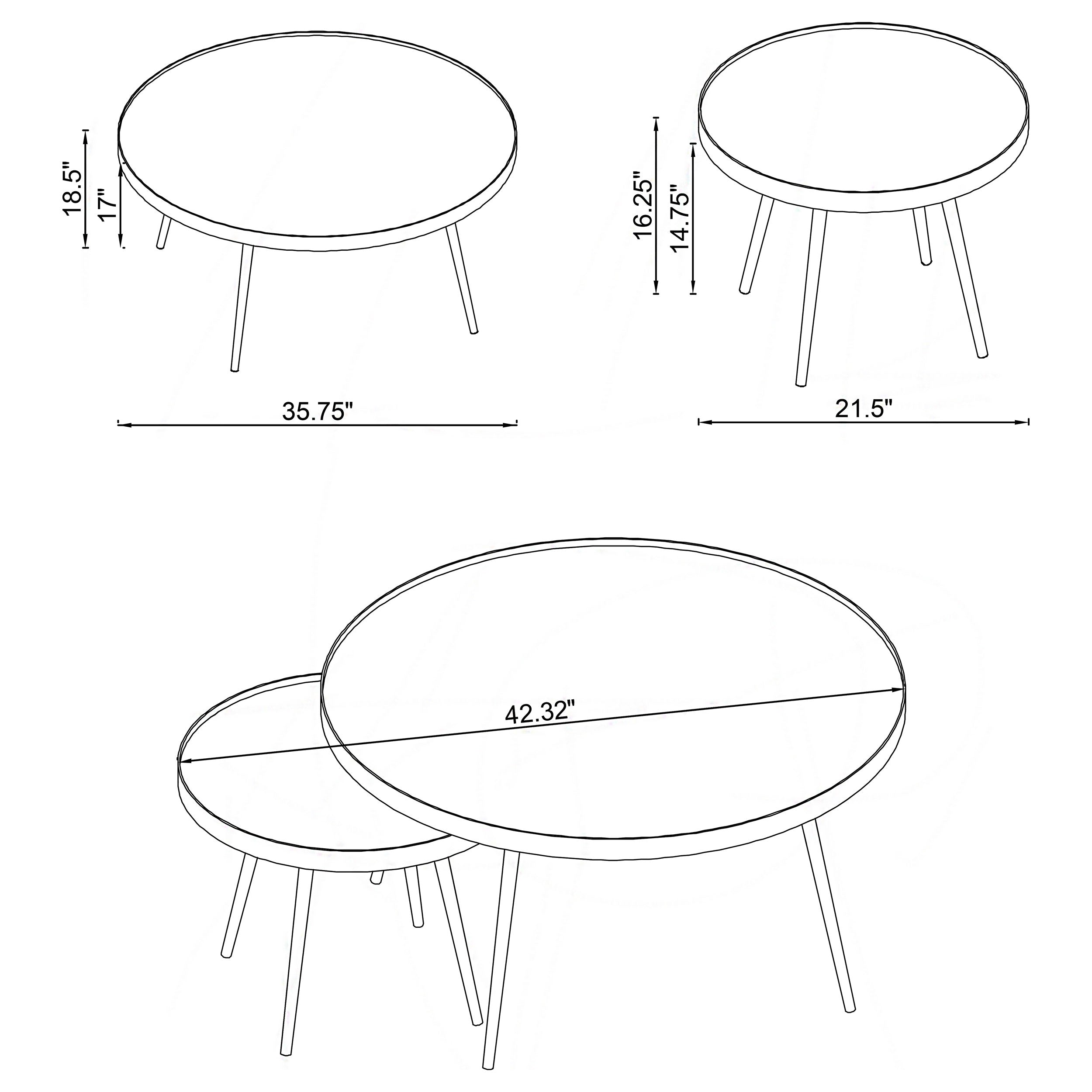 Kaelyn 2-piece Round Mirror Top Nesting Coffee Table Gold-CoasterEssence