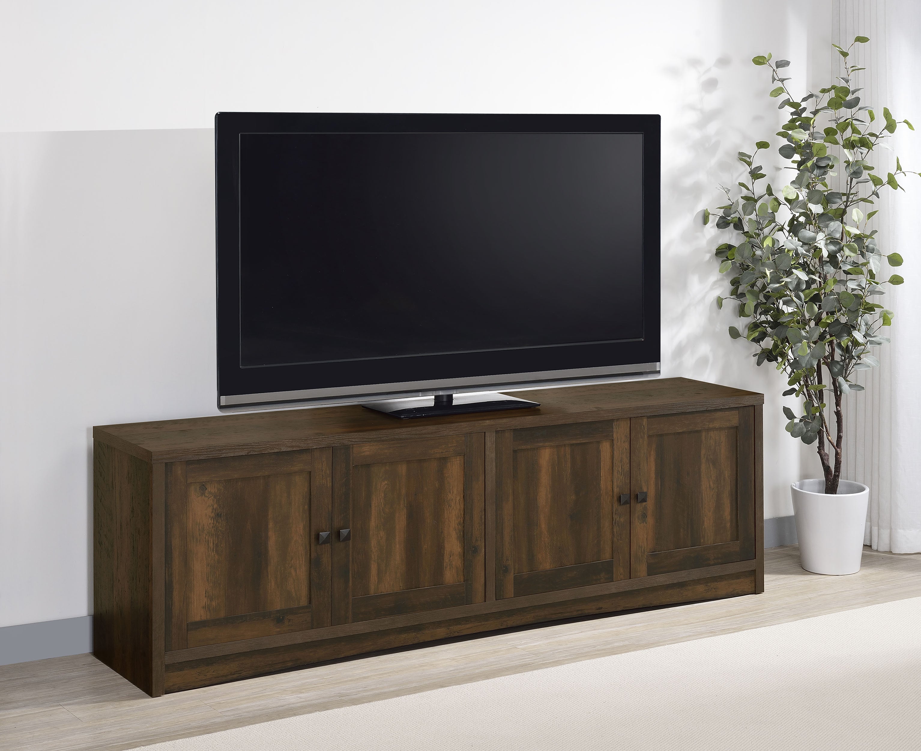 Laughlin 4-door Engineered Wood 78-inch TV Stand Dark Pine-