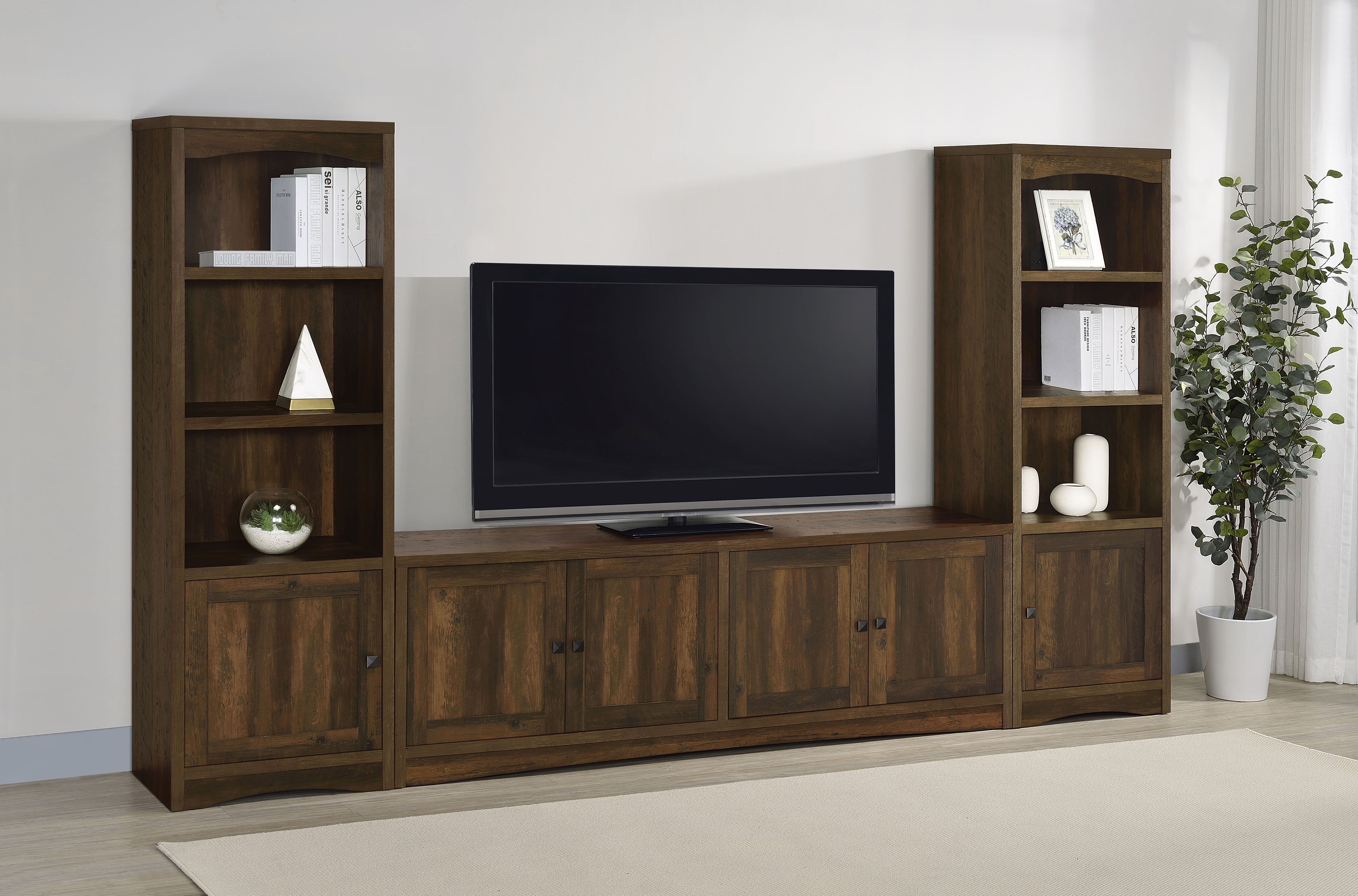 Laughlin 4-door Engineered Wood 78-inch TV Stand Dark Pine-