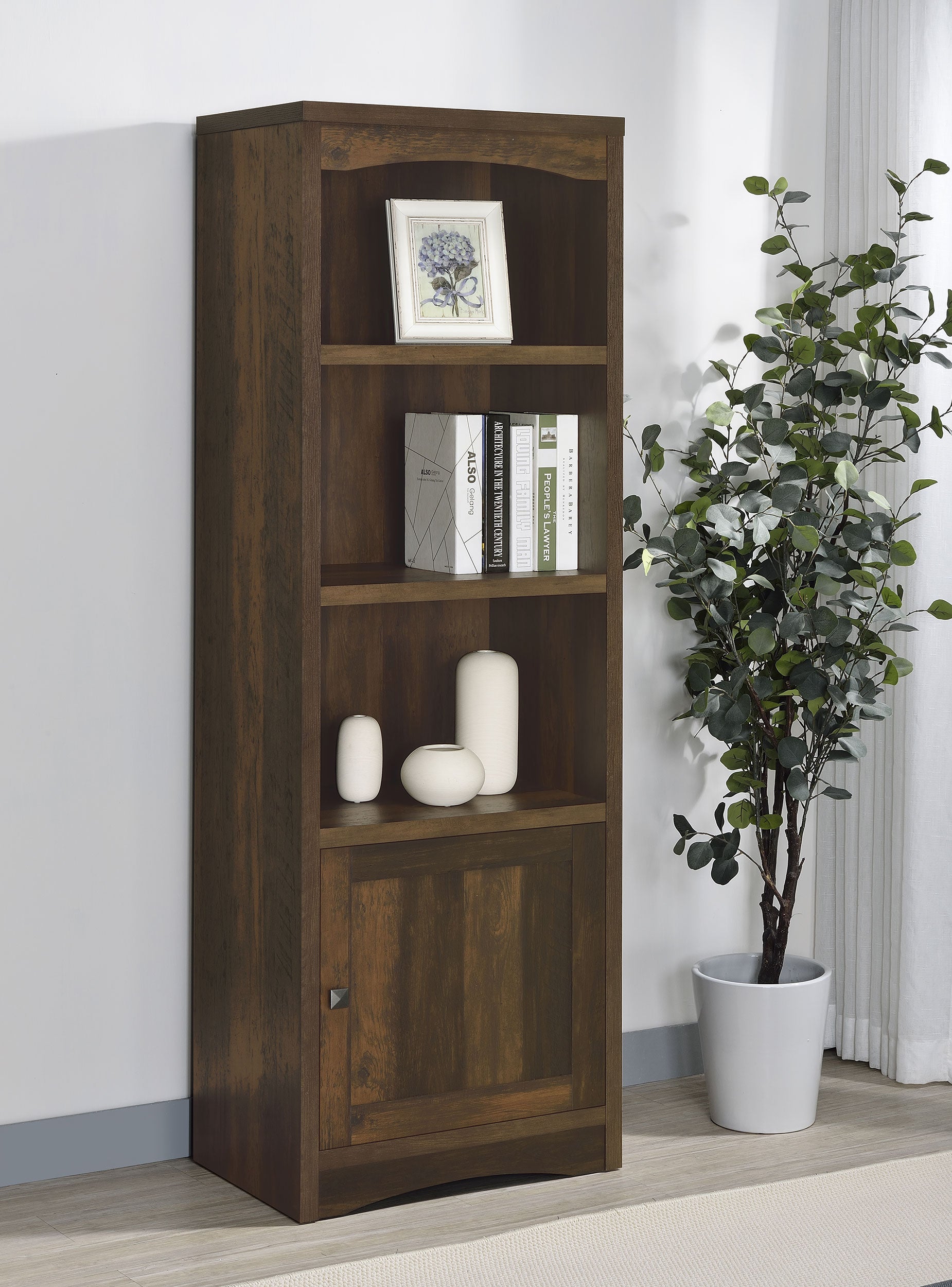 Laughlin 4-shelf Engineered Wood Media Tower Dark Pine-