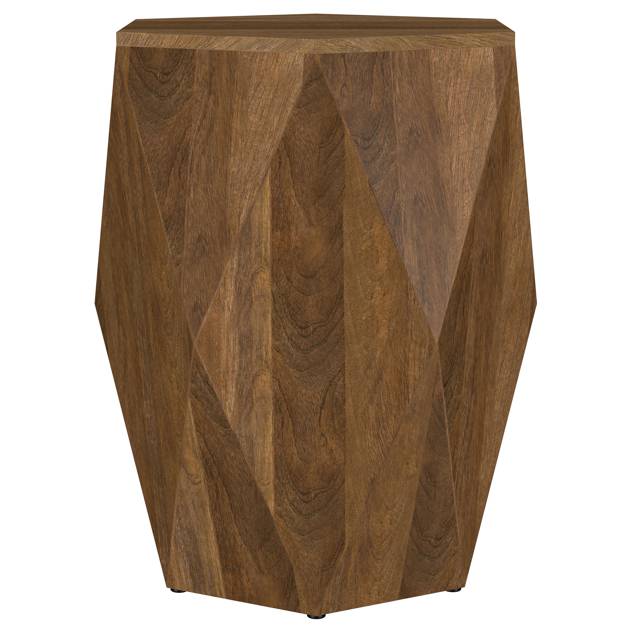 Zalika Hexagonal Solid Mango Wood End Table Natural-