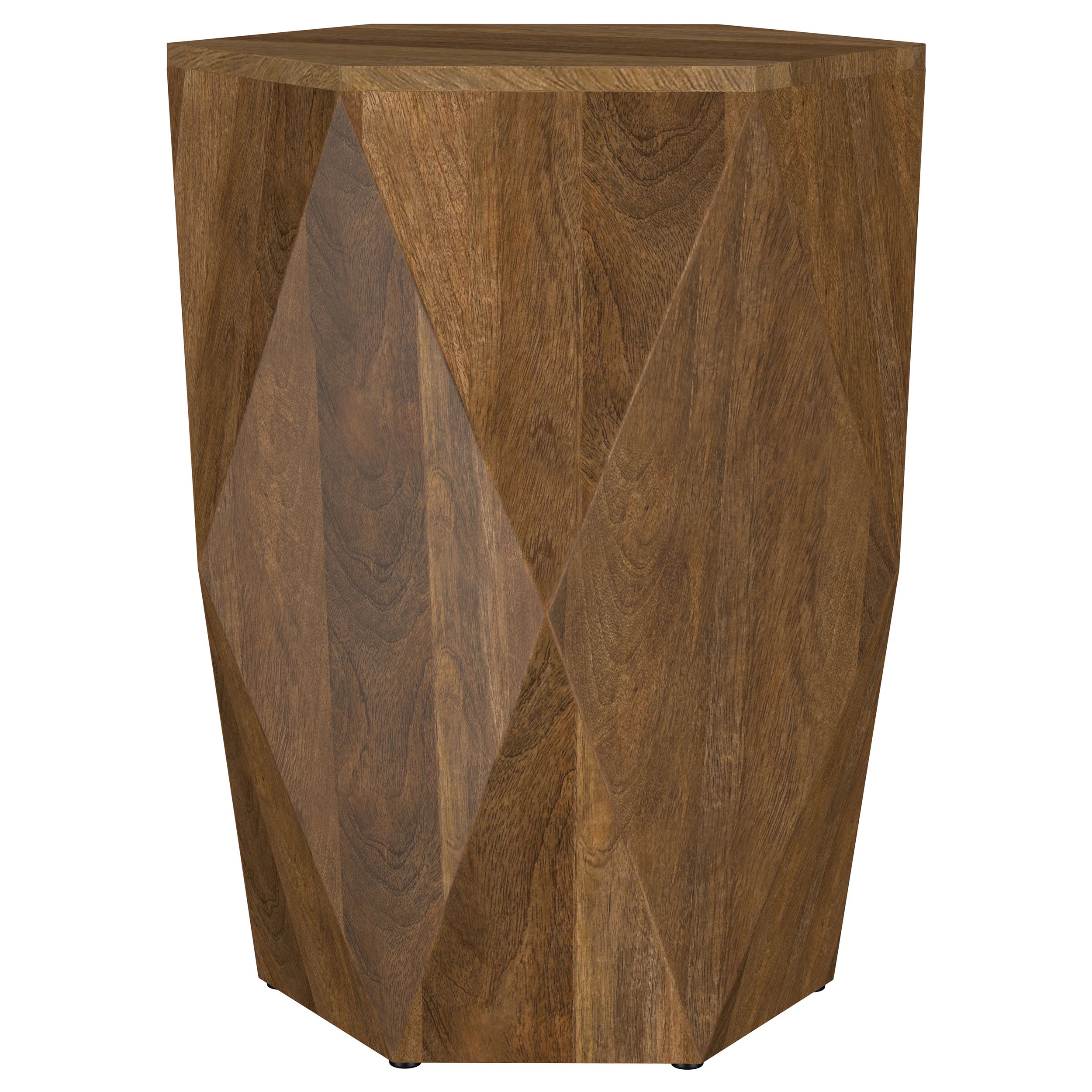 Zalika Hexagonal Solid Mango Wood End Table Natural-