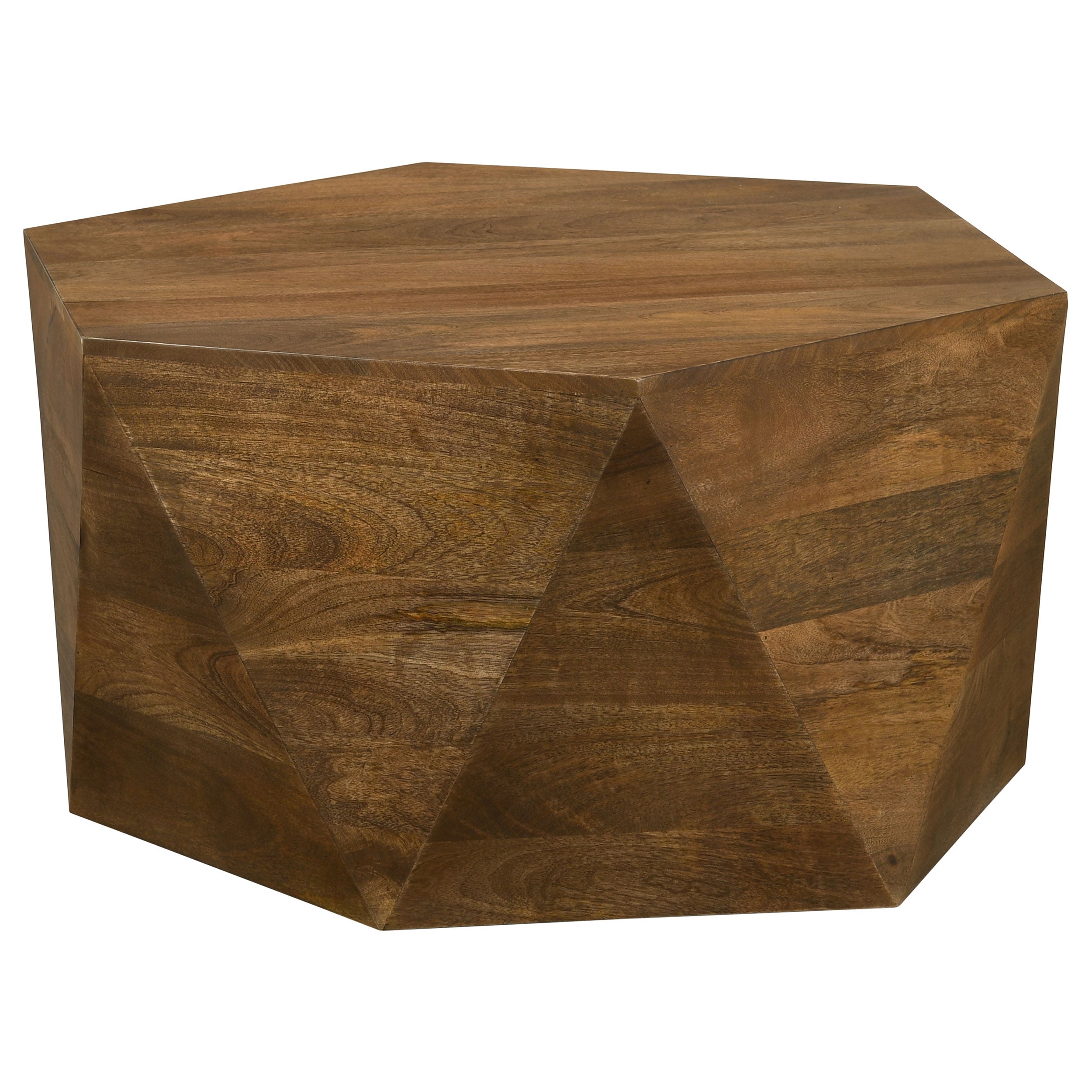 Zalika Hexagonal Solid Mango Wood Coffee Table Natural-CoasterElevations