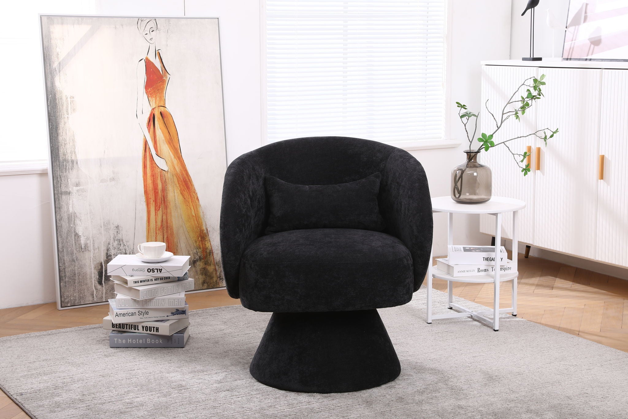 Swivel Accent Chair Armchair, Round Barrel Chair For Living Room Bedroom