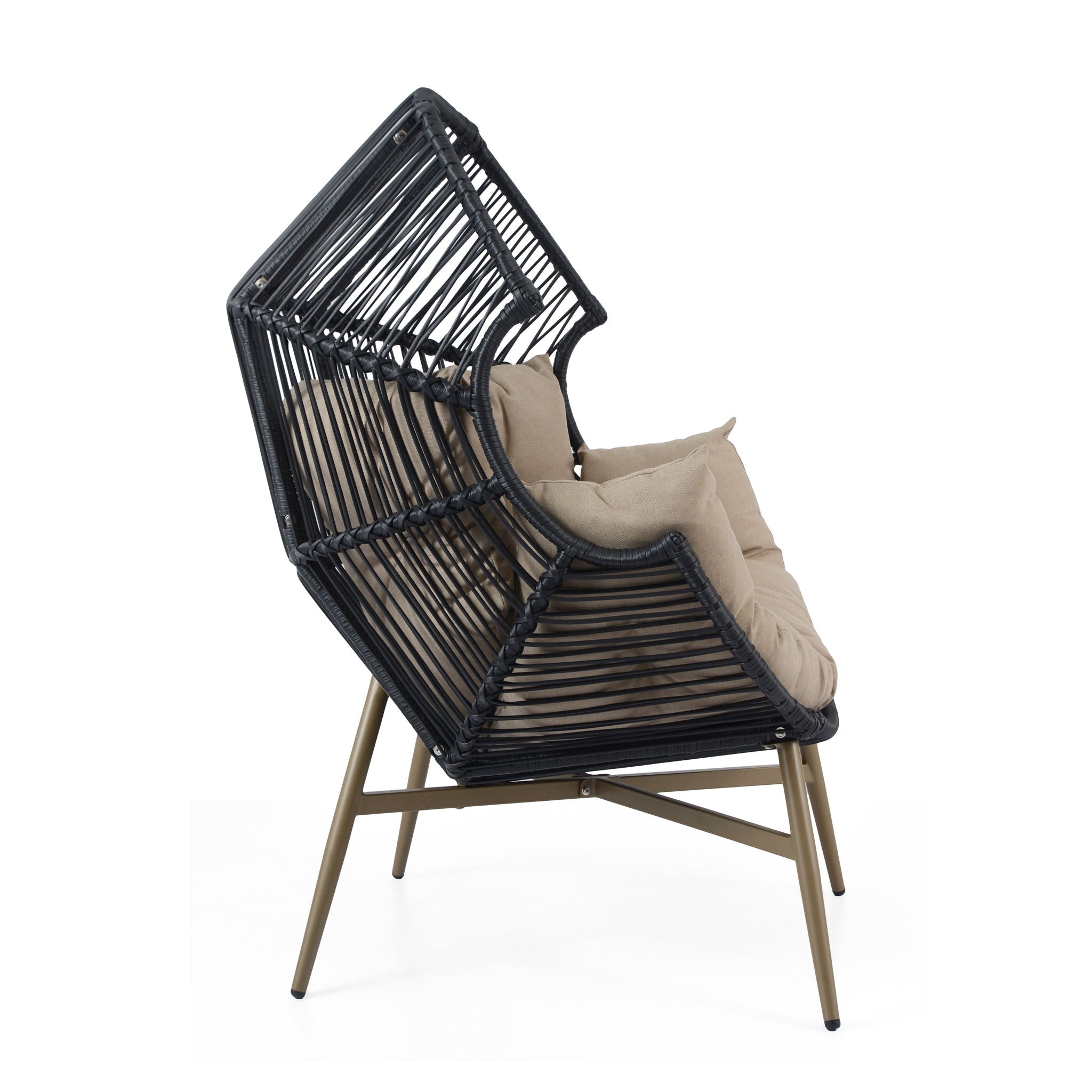 Cori - Outdoor Patio Egg Chair, With Cushion - Black / Khaki