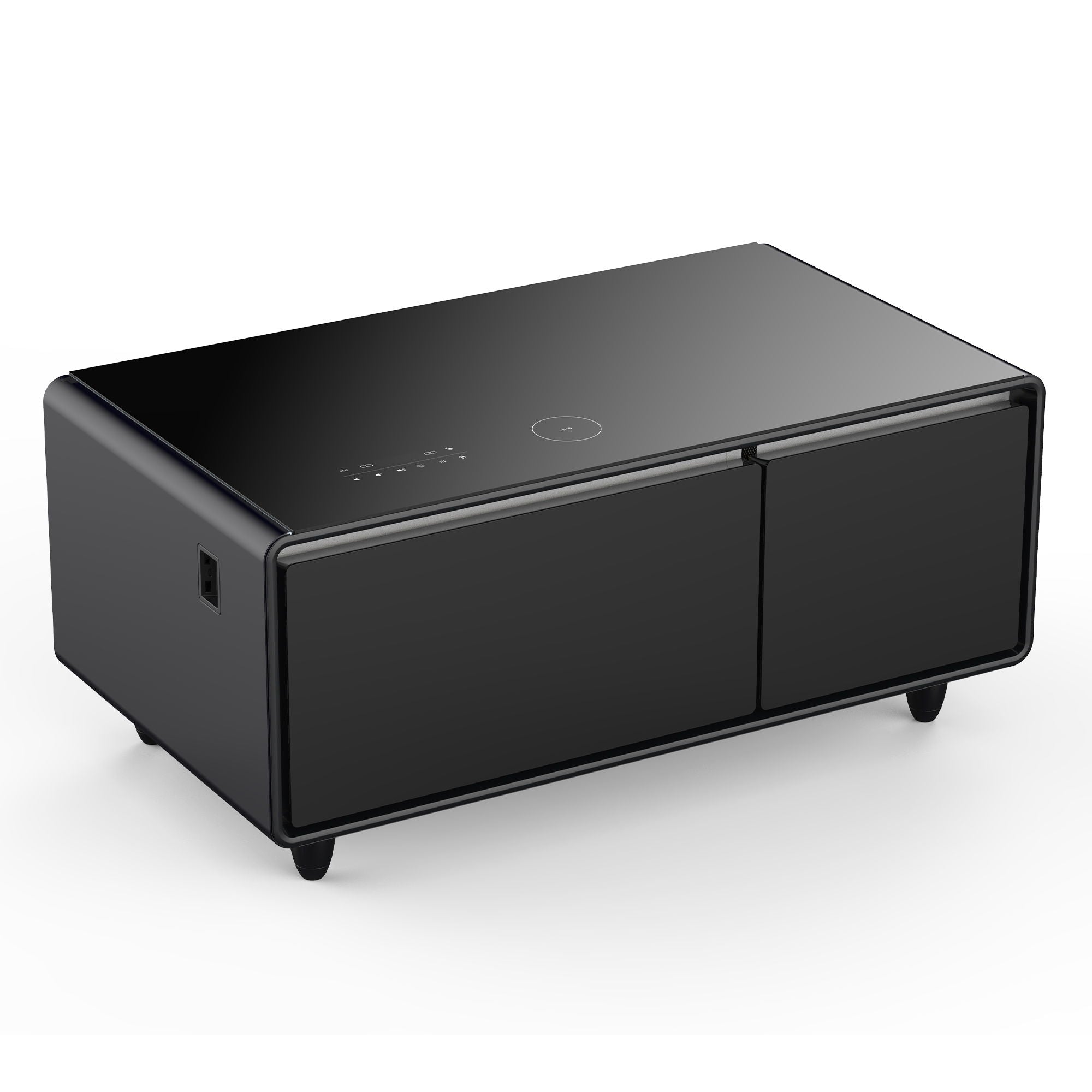 Modern Smart Coffee Table With Built-In Fridge - Bluetooth Speaker, Wireless Charging, Touch Control Panel, USB Interface, Outlet Protection, Atmosphere Light