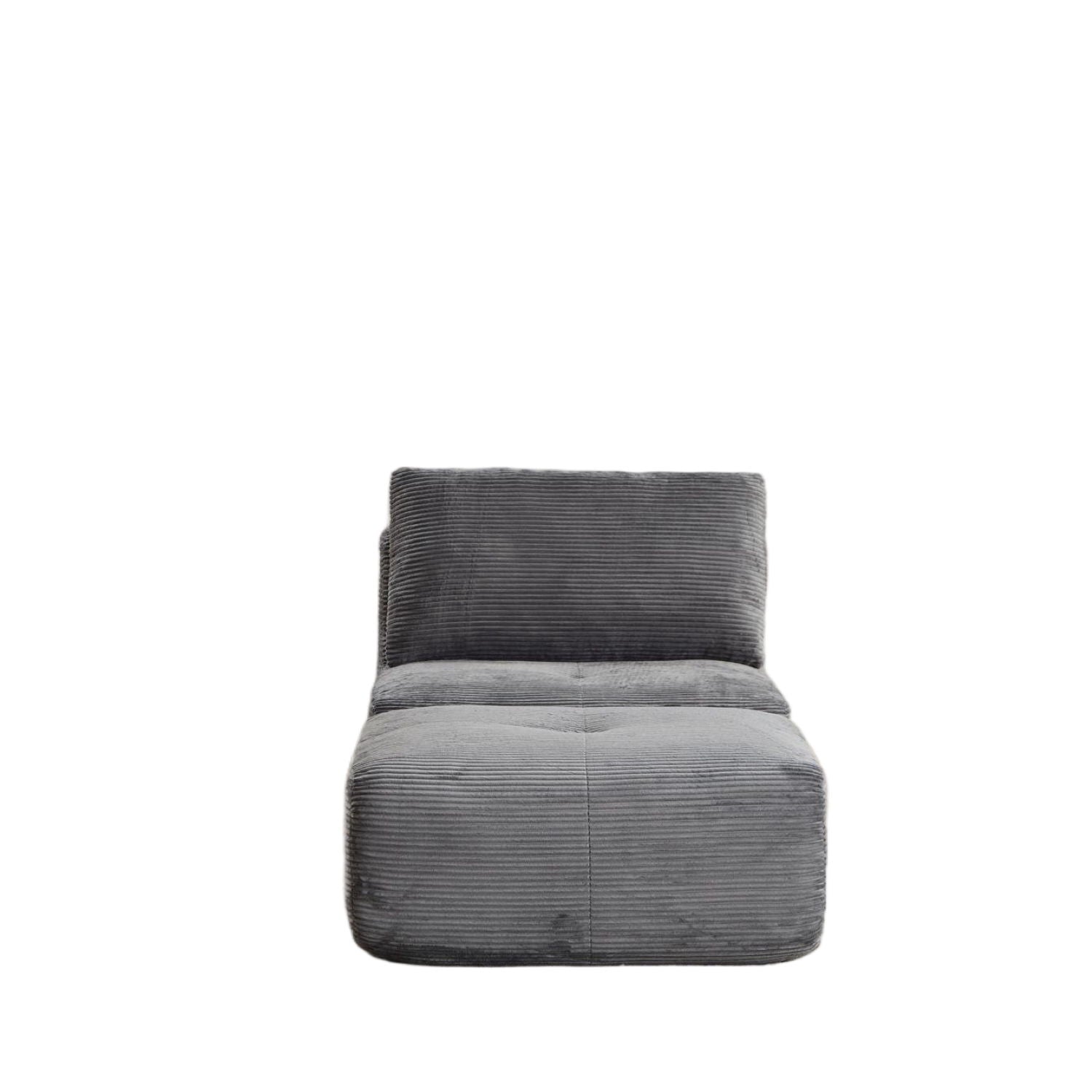 Compressed Sofa, Single Chaise Longue, Movable Ottoman For Living Room - Gray