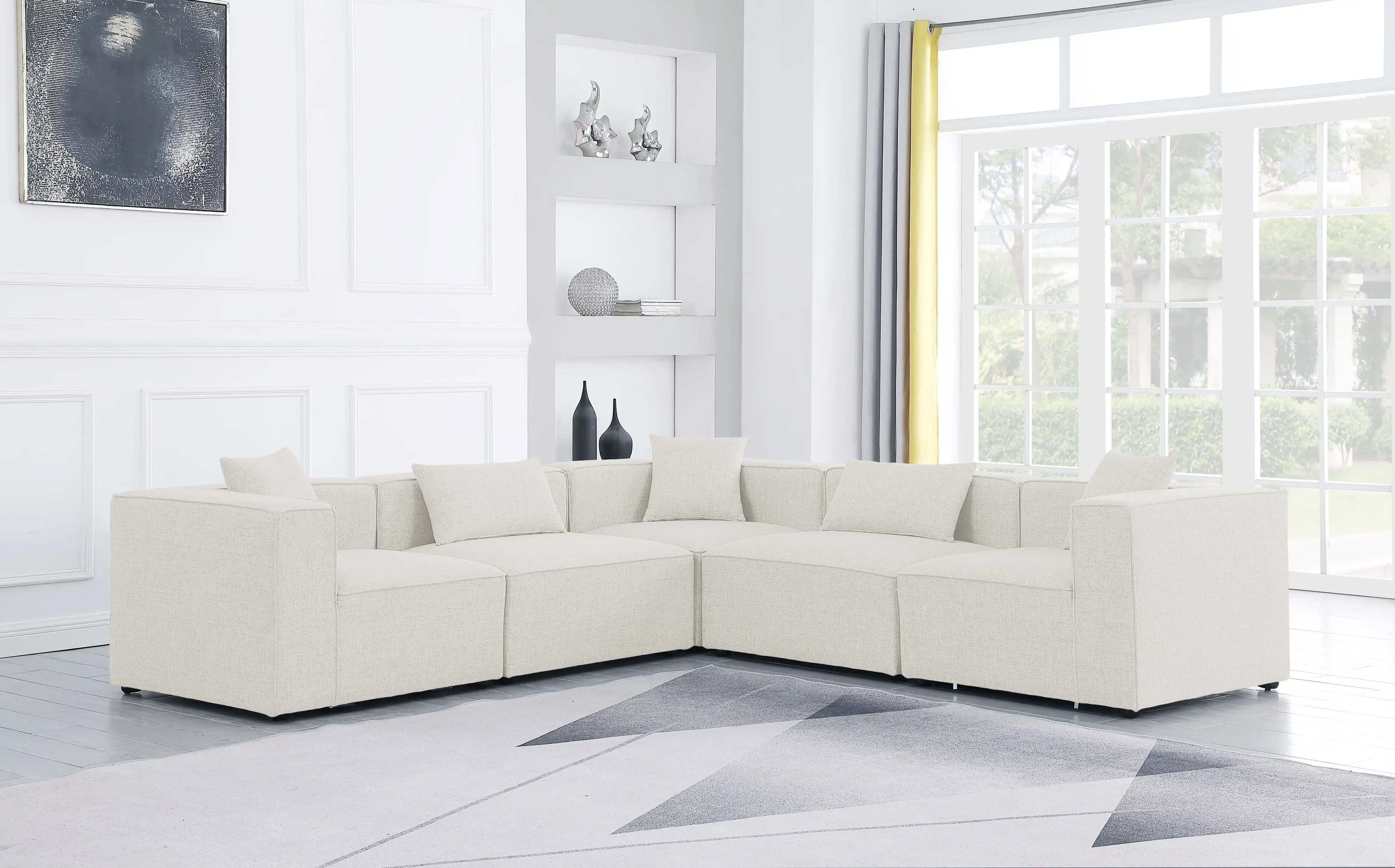 Cube - Linen 5 Piece Modular Corner Sectional