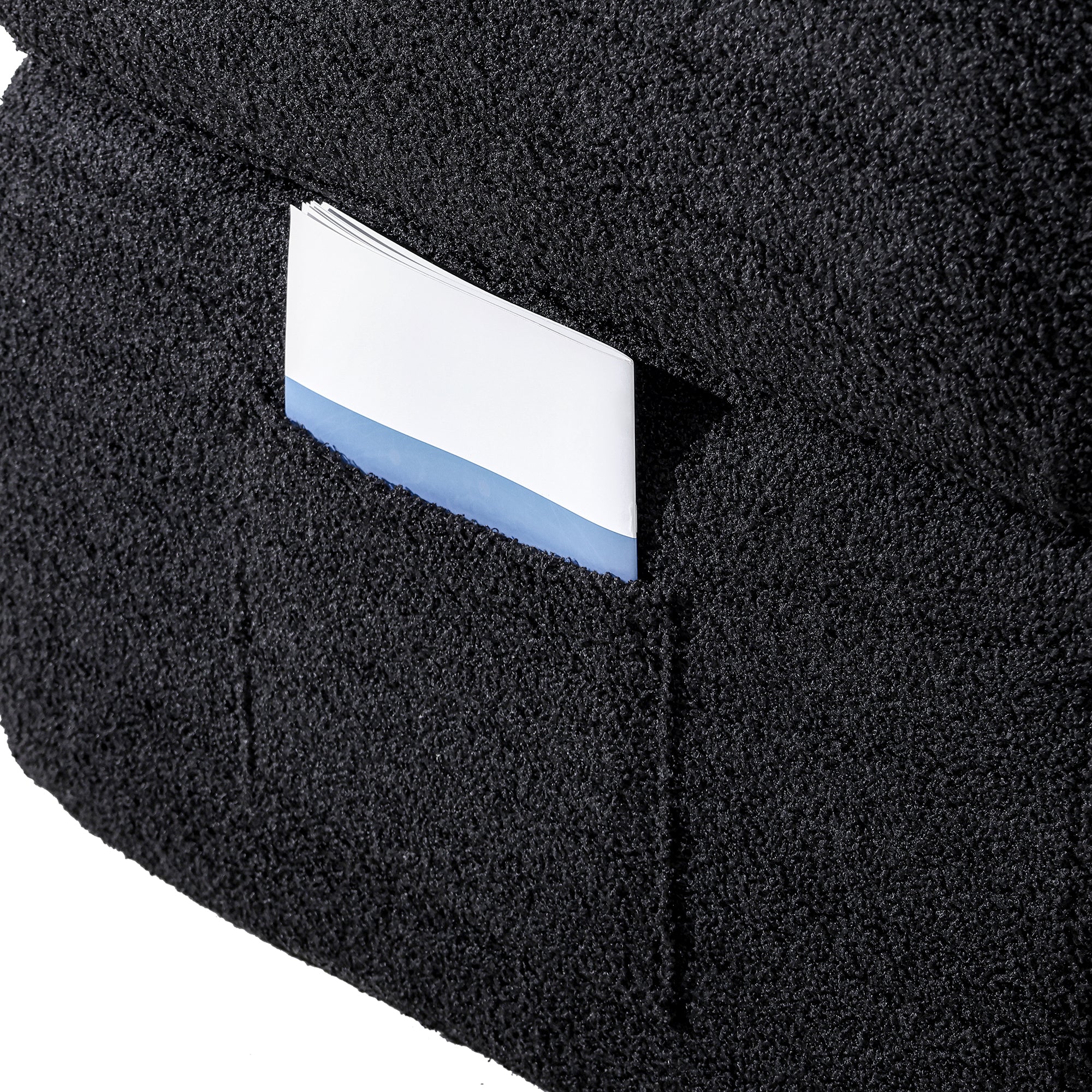 Folding Sofa Bed in Black Teddy Bear Fabric