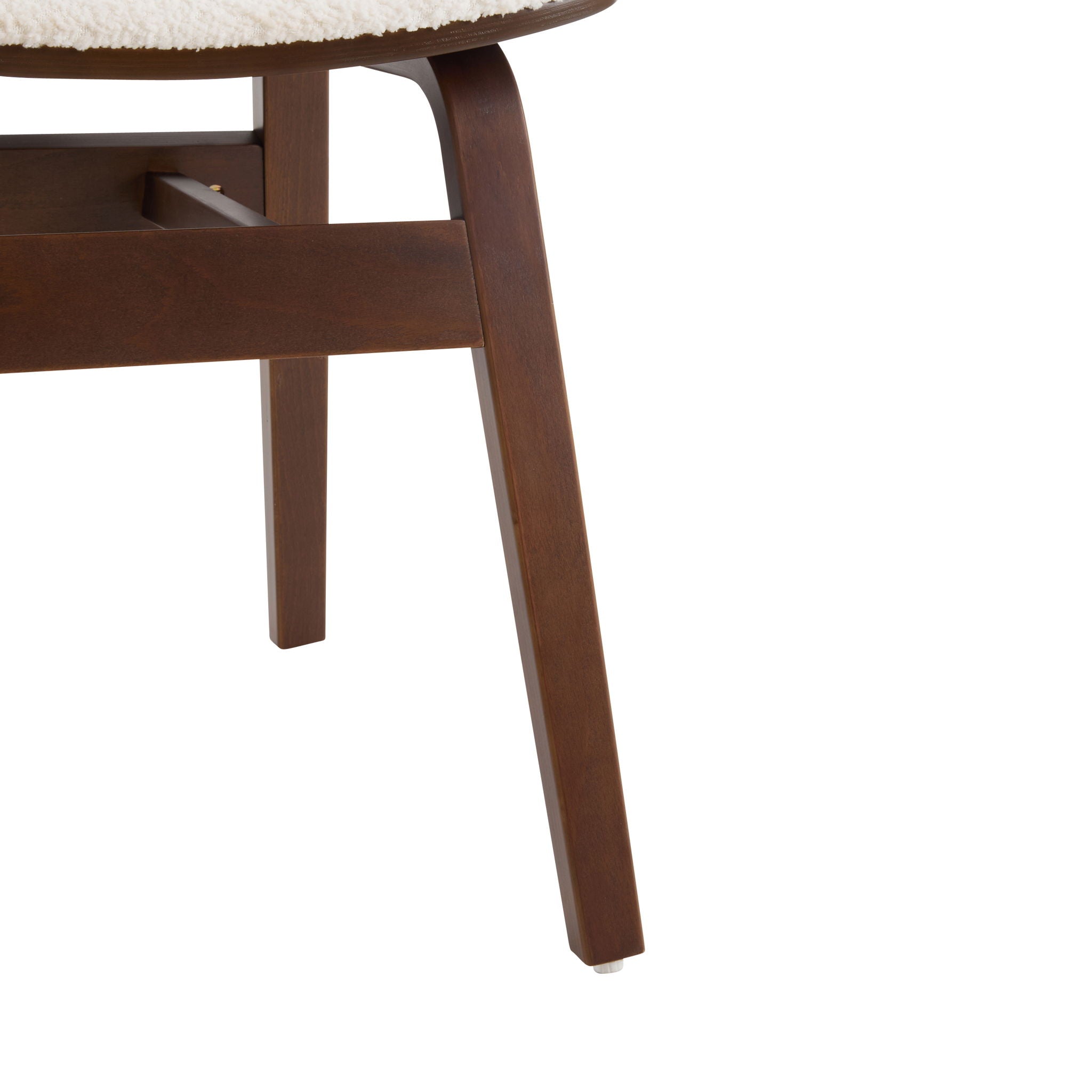 Modern Boucle Fabric Upholstered Side Chair, Bentwood Frame - White / Walnut - Best Buy Furniture