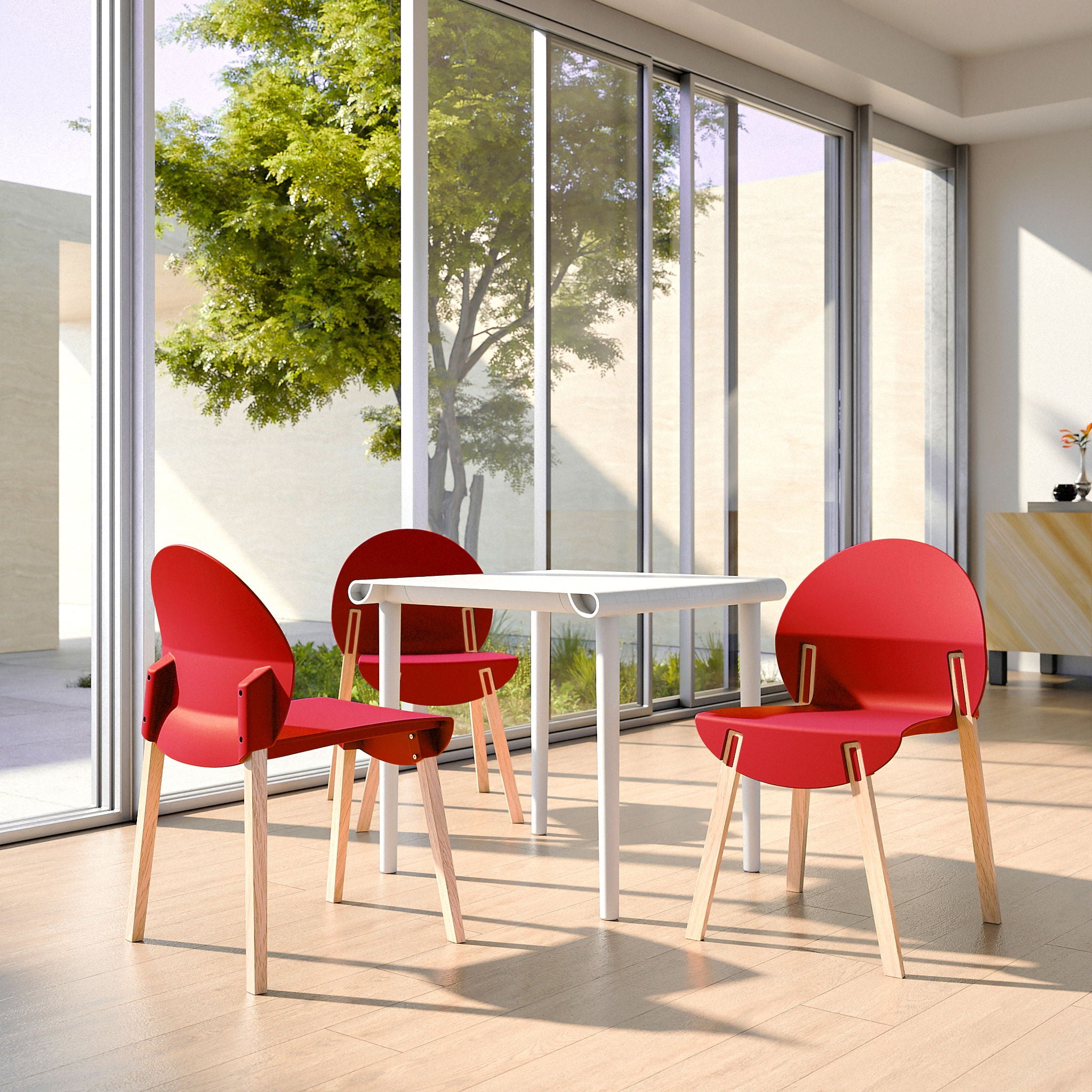 4 Piece Set Of Single Chairs With A Design Combining Modern And Traditional Elements