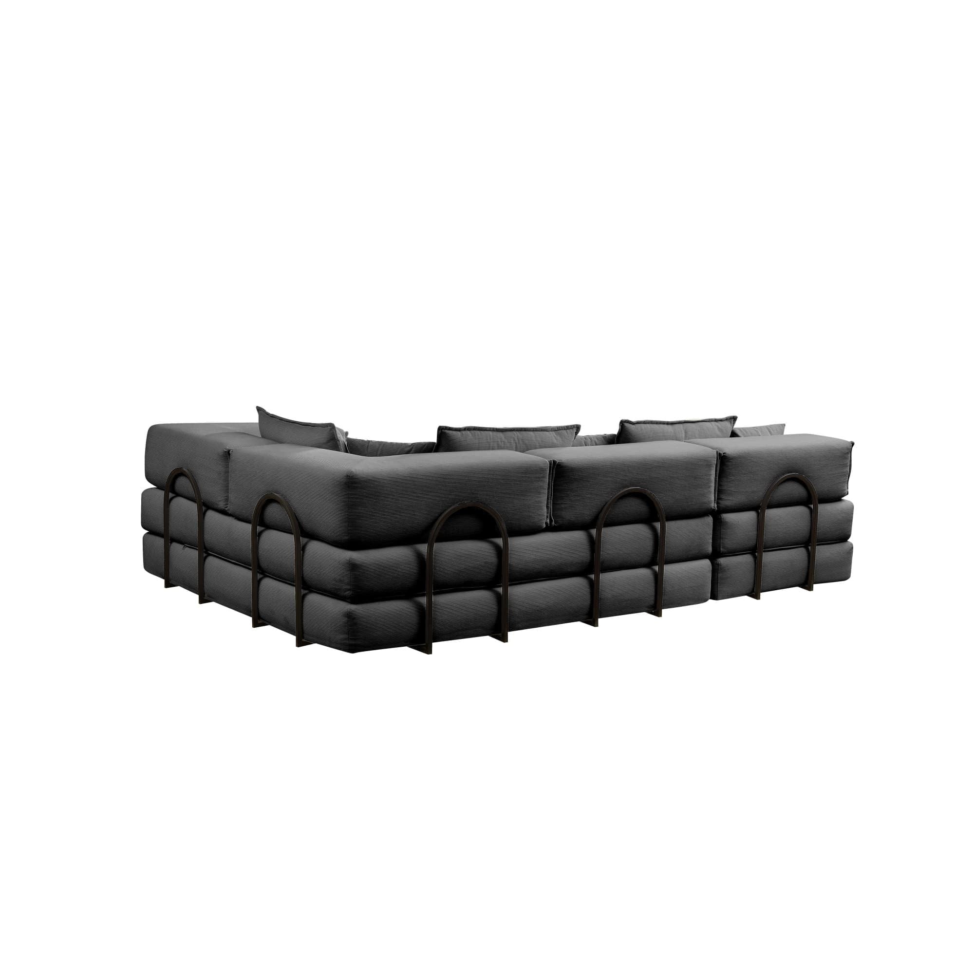 Modular L Shaped Floor Living Room Sofa Set With 6 Pillows