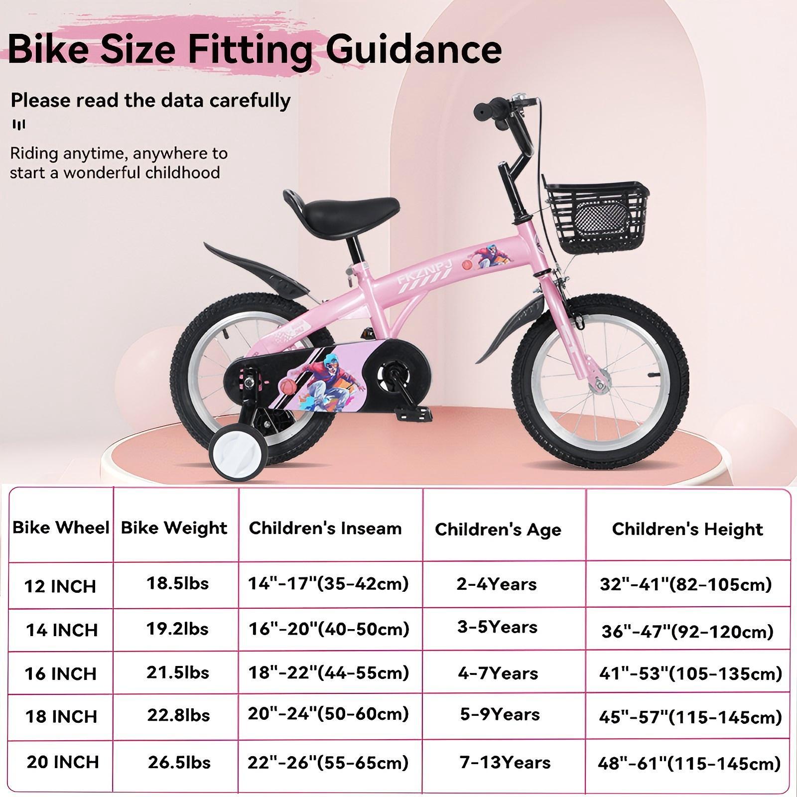 Fkznpj - 16" Sporty Kids Bike With Training Wheels And Stand Adjustable Saddle Suitable For Boys And Girls Aged 4 - 8 Years Tall Height 41 - 46" Available In A Variety Of Colors - Best Buy Furniture