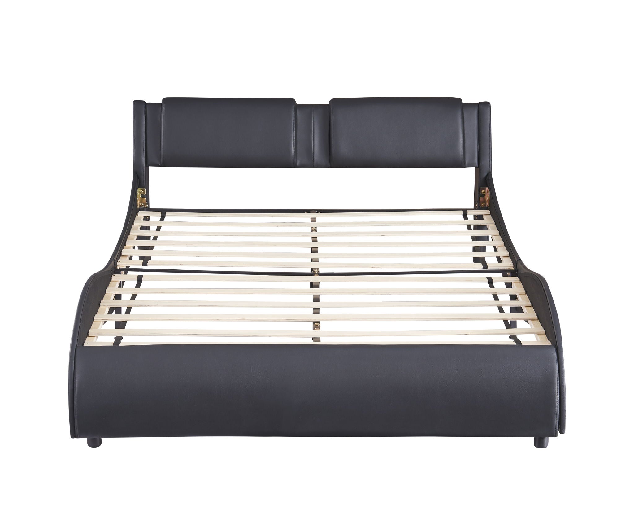 Upholstered Platform Bed With LED Light, Frame Slatted