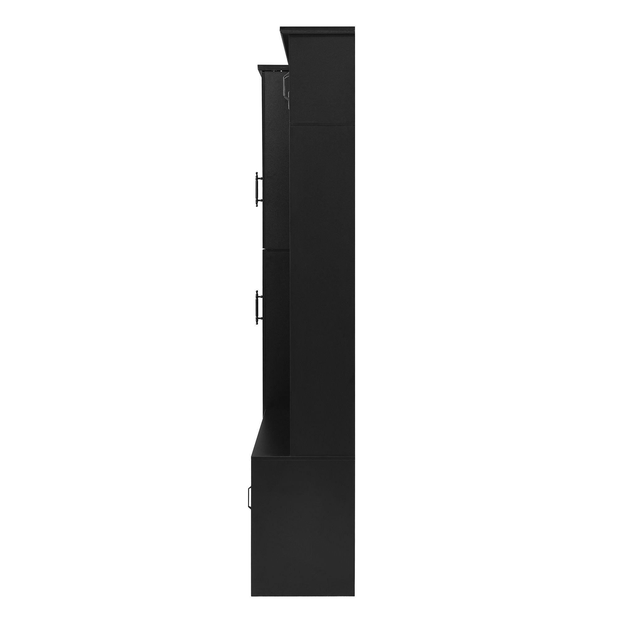 Tall Hall Tree With Shoe Storage, 4 In 1 Entryway Bench With 6 Cabinets, 4 Coat Hooks & Adjustable Shelf For Hallway - Black