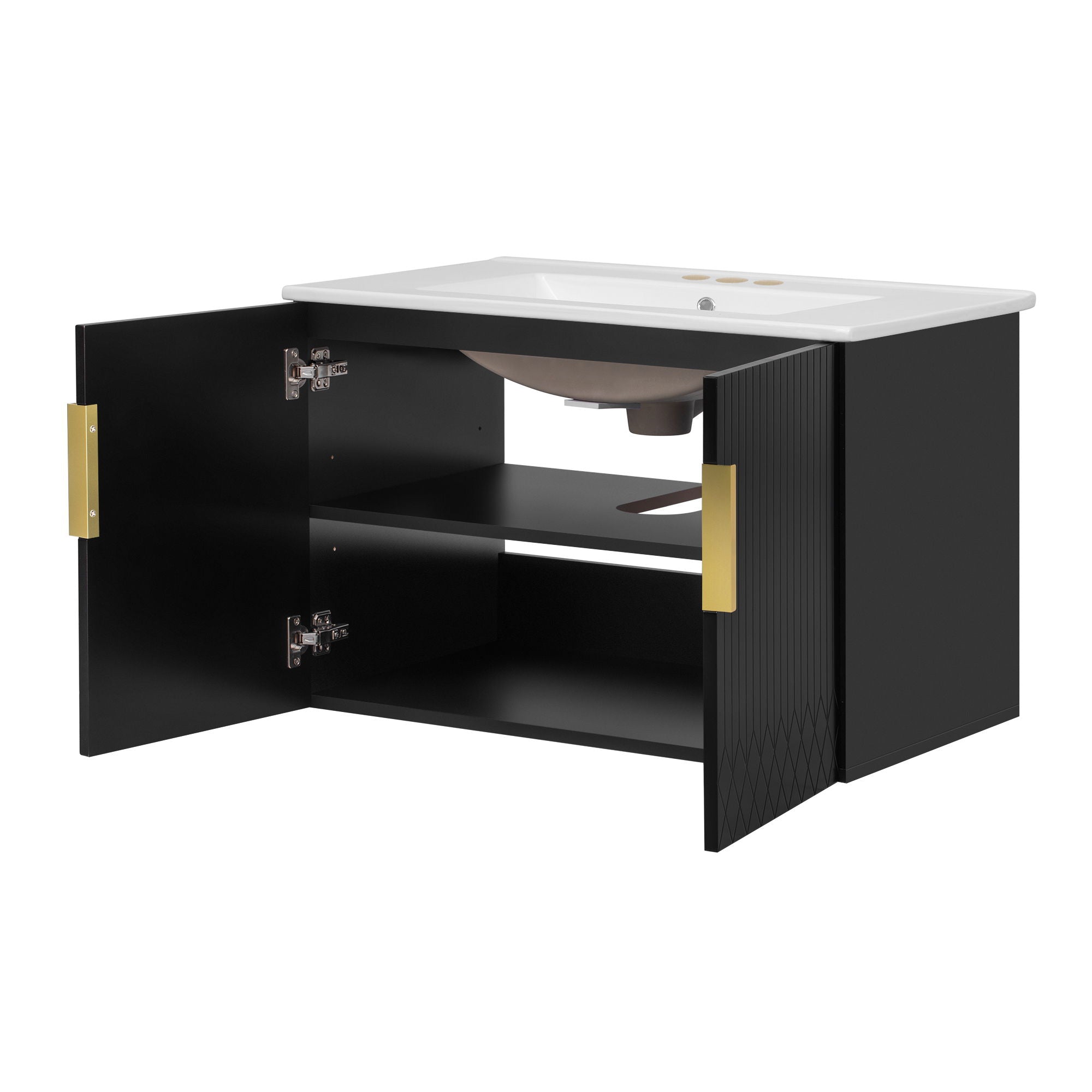 Bathroom Vanity With Sink, Rectangular Storage Cabinet With 2 Soft Closing Doors