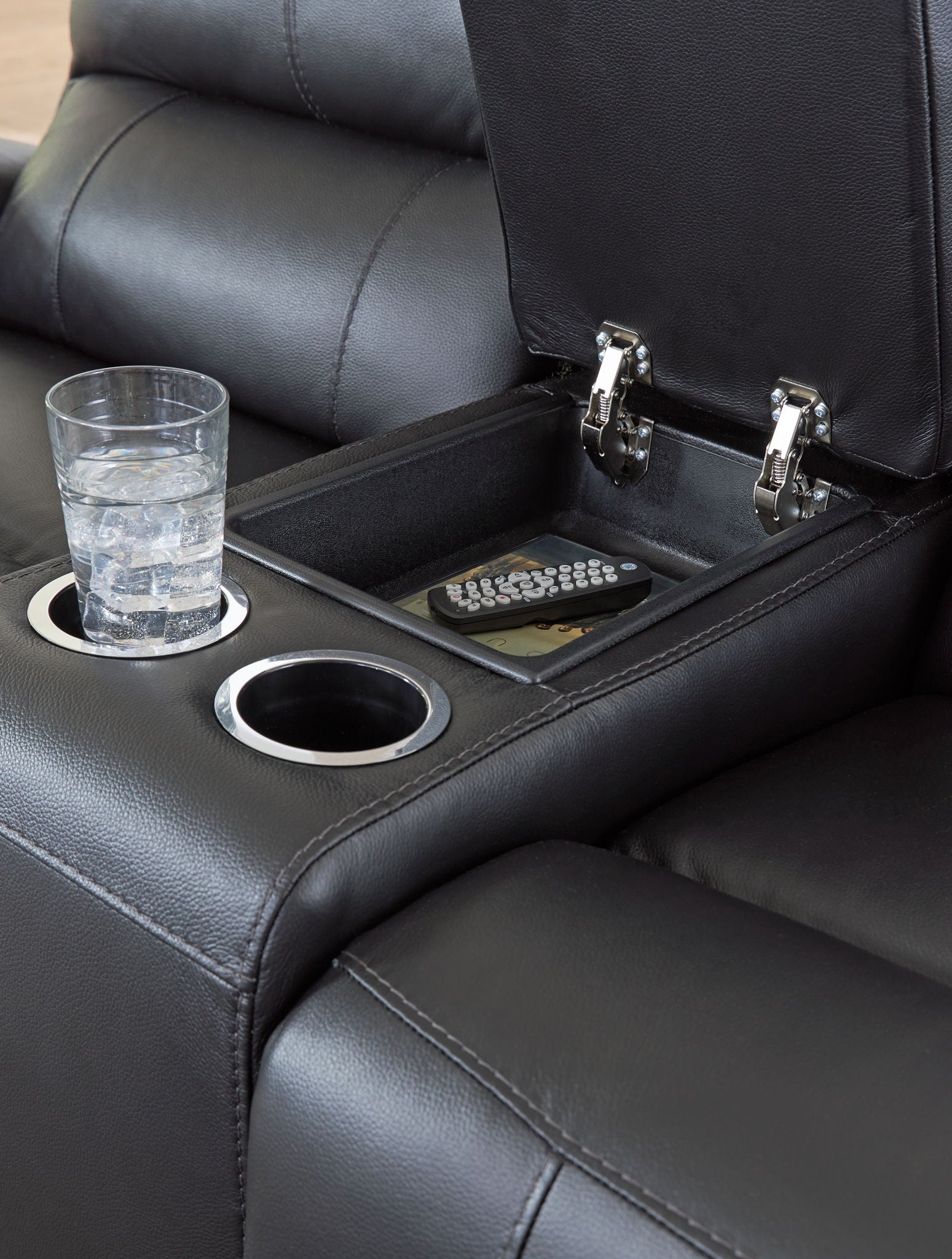 Glossmore - Reclining Loveseat With Console - Black - Best Buy Furniture