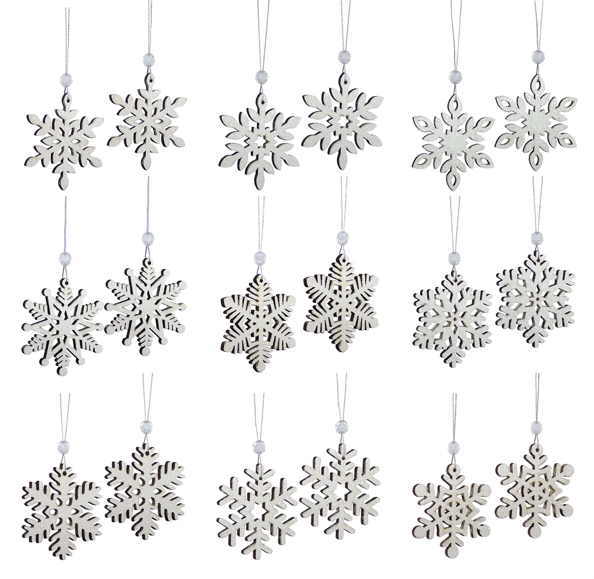 Wooden-Mini-Snowflake-Ornament-(Set-of-18)-Christmas-Ornaments