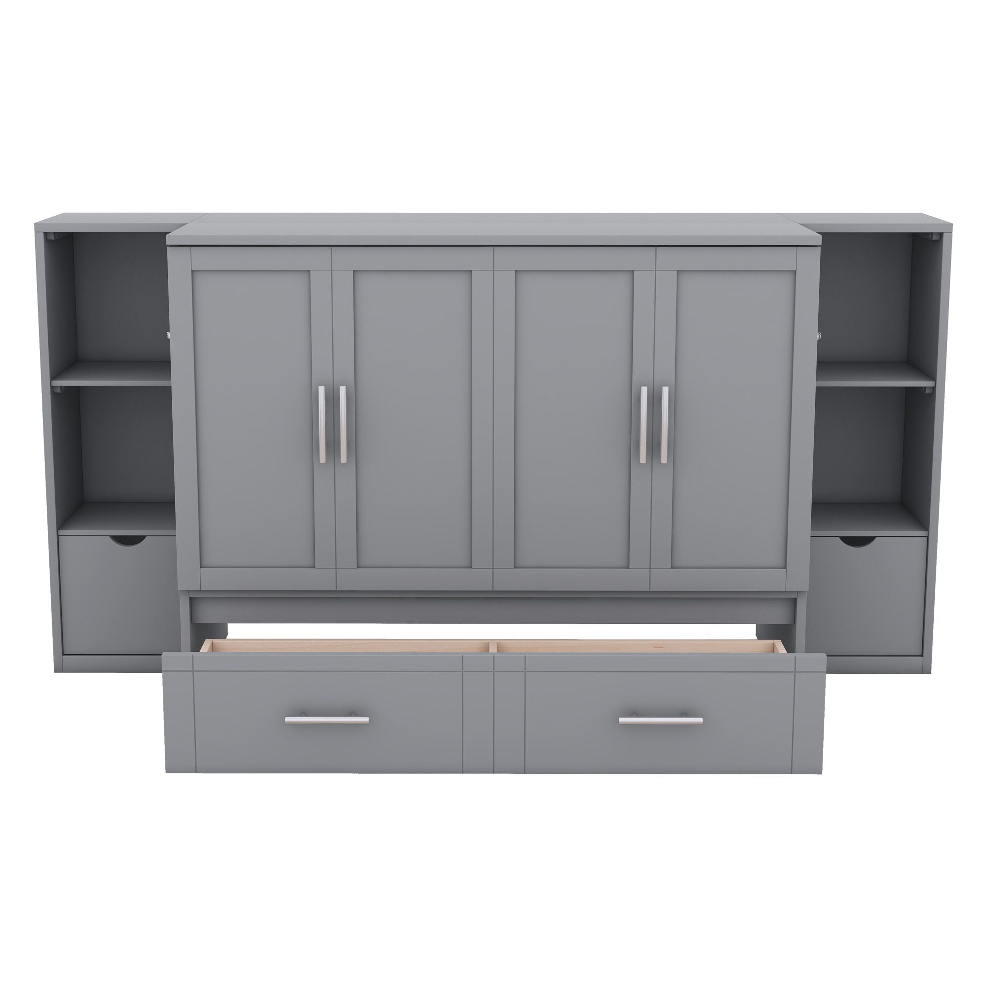 Murphy Bed With Shelves, Drawers And USB Ports