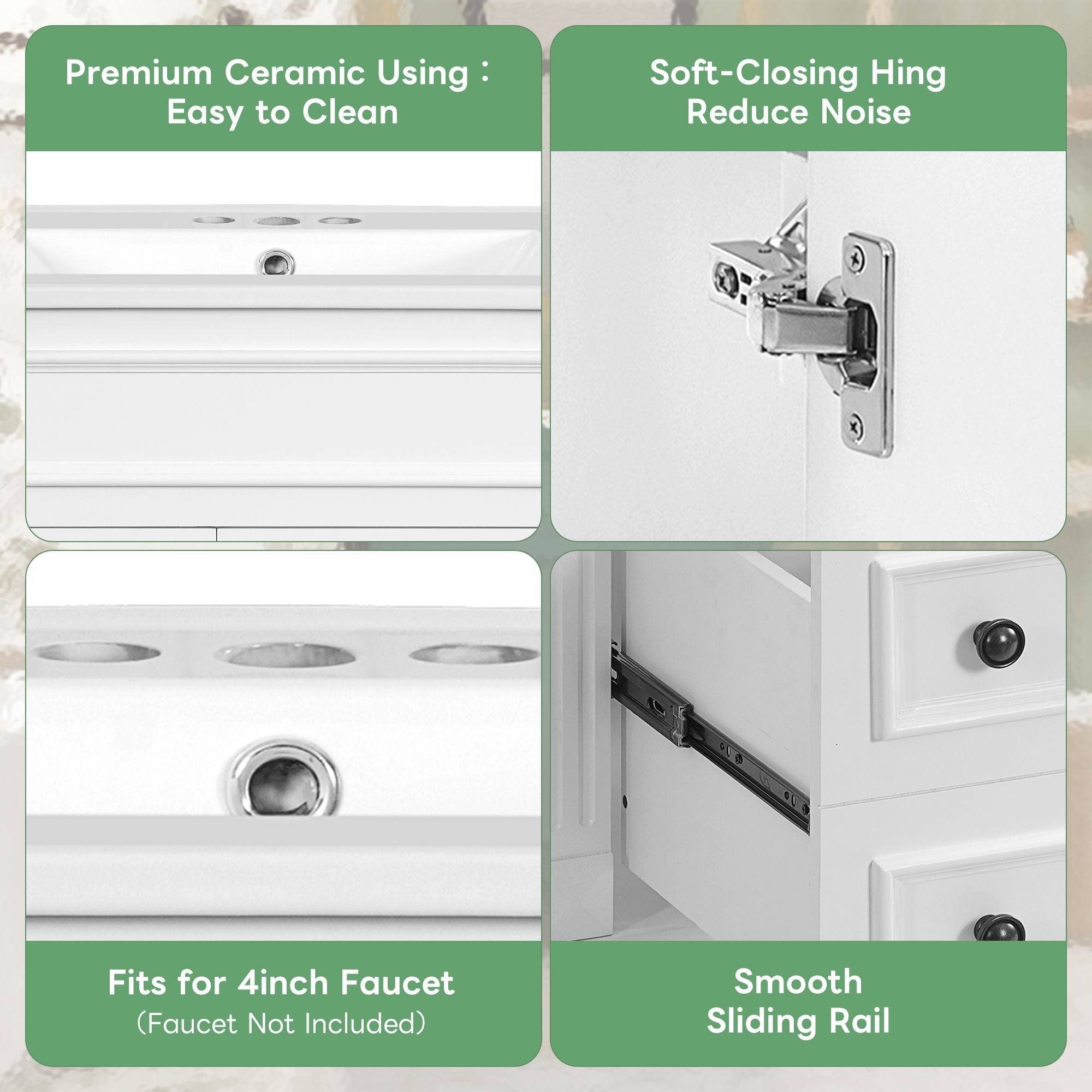 Bathroom Vanity With Sink, Compact Cabinet & 2 Drawers And Adjustable Shelf