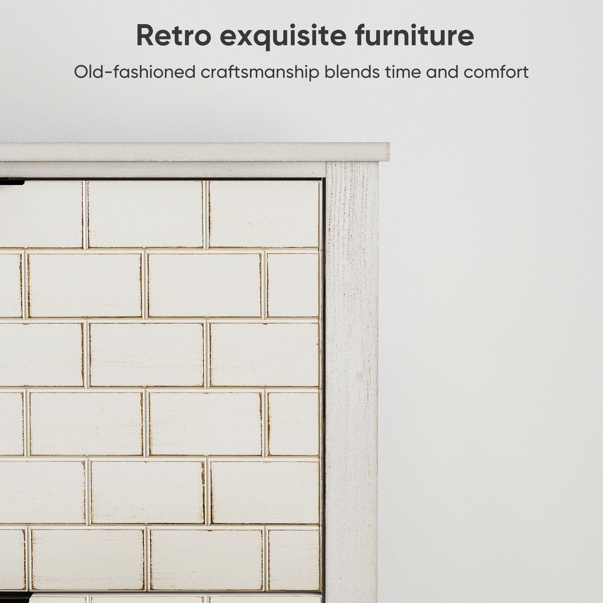 Retro Shoe Storage Cabinet, Mid Century Vintage Freestanding With 2 Flip Drawers, Suitable For Entryway - Retro White / White / Vintage