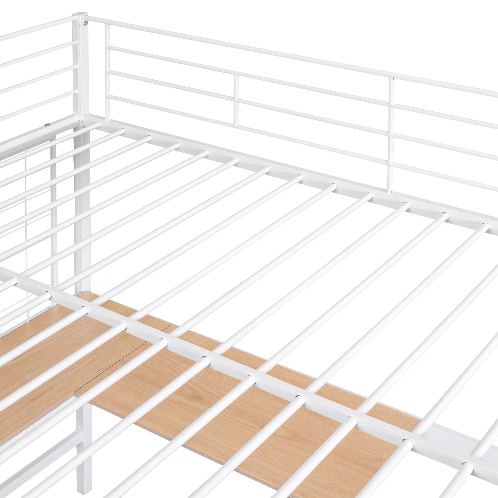 Full Loft Bed With Desk And Grid - White