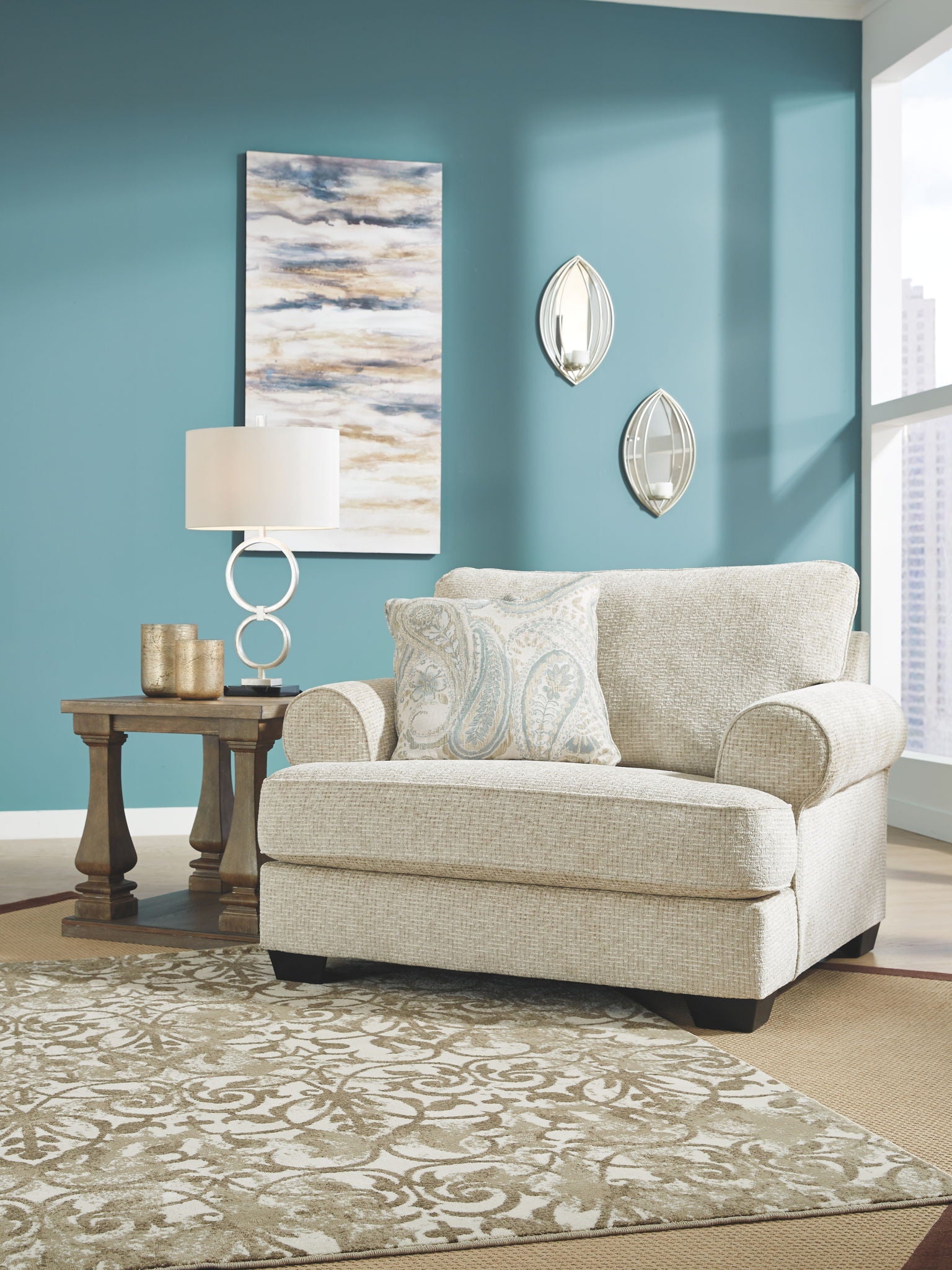 Monaghan - Chair and a Half - Sandstone - Best Buy Furniture