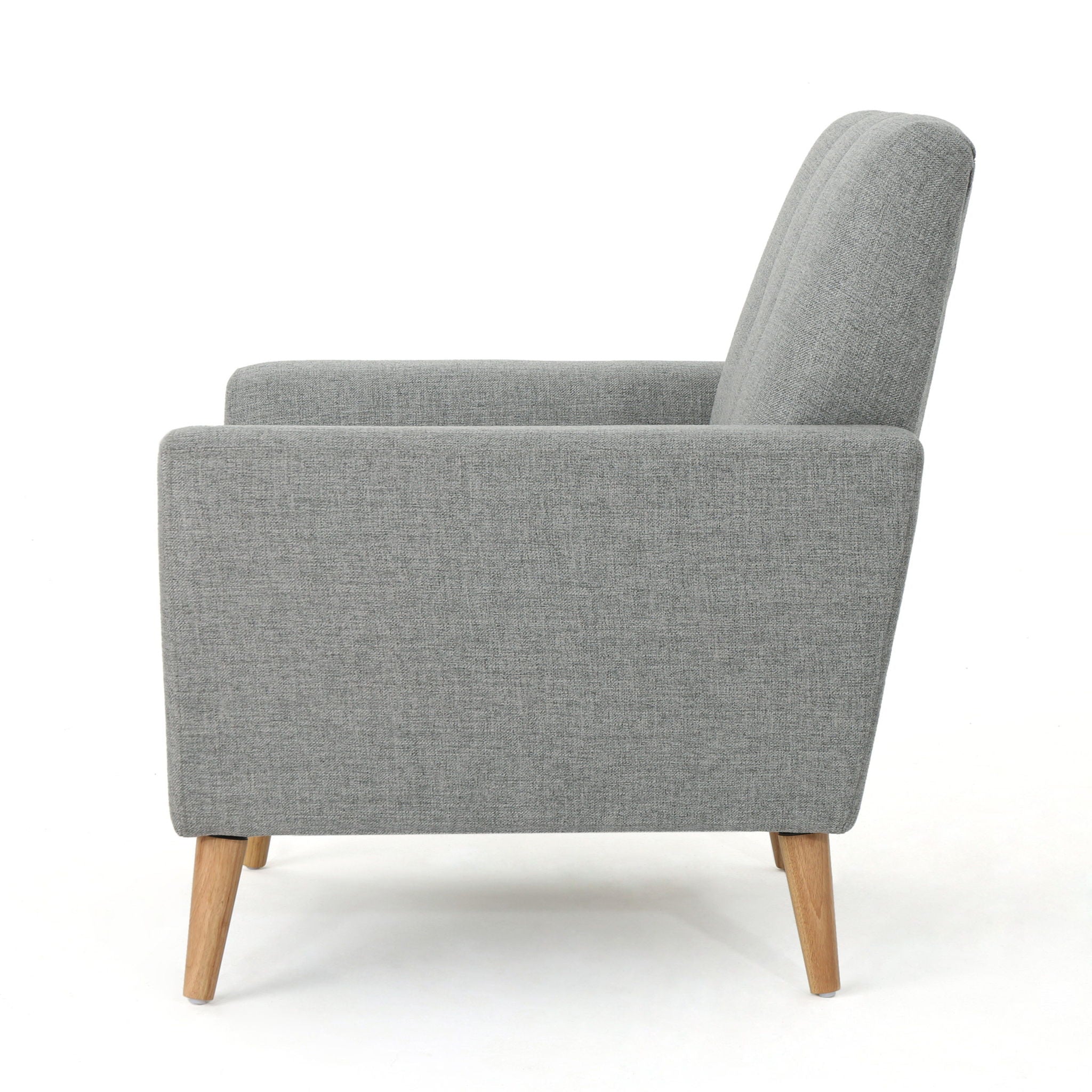 Fabric Channel Stitch Club Chair With Tufted Back - Gray