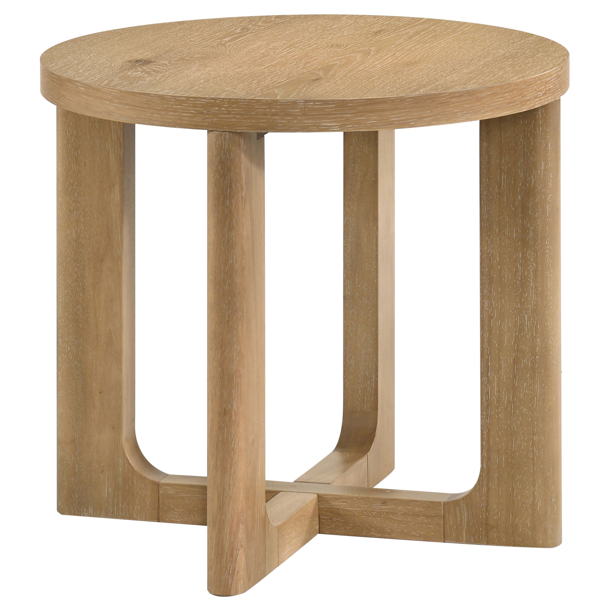 Kessler Round Sculptural Wood End Table Light Oak-