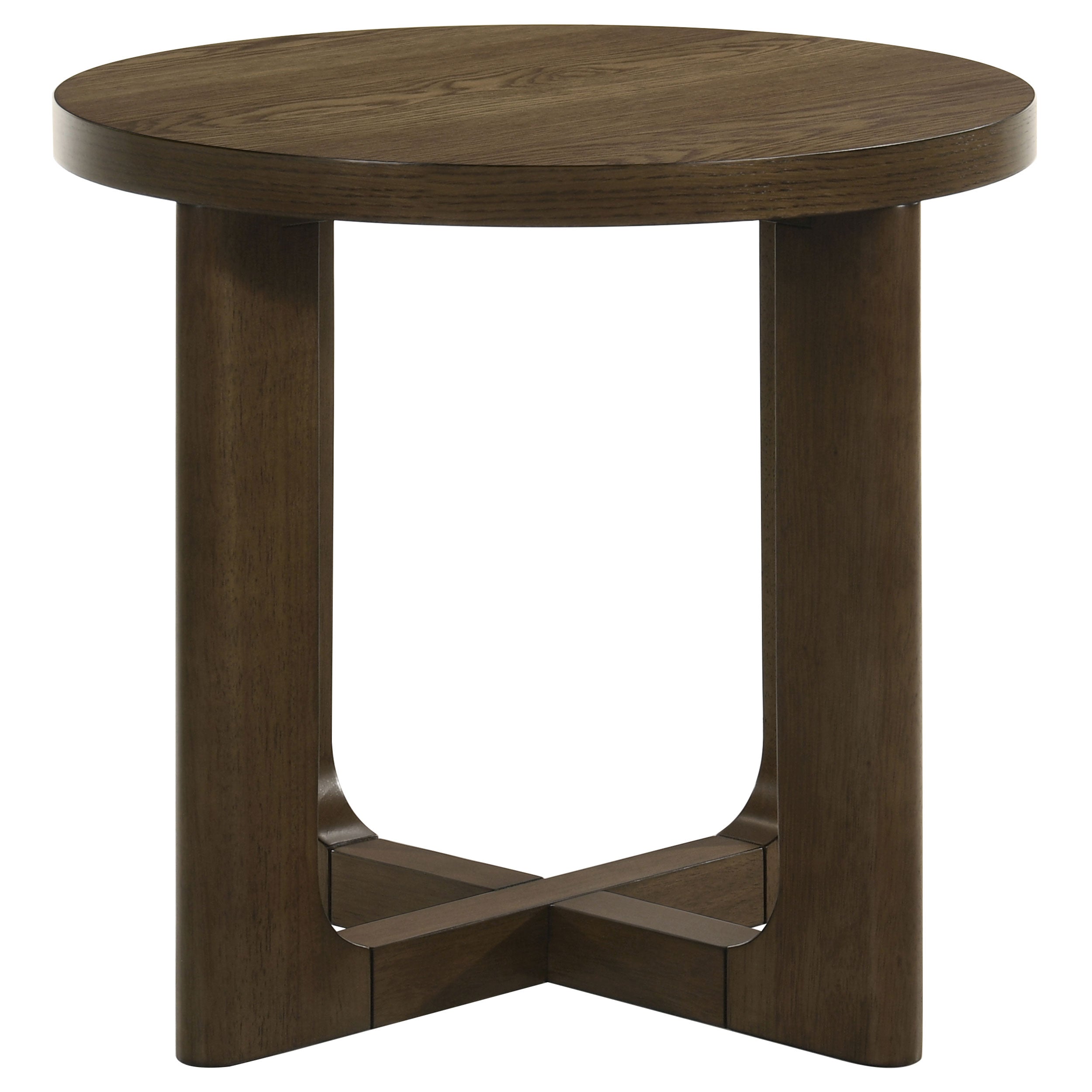 Kessler Round Sculptural Wood End Table Brown-