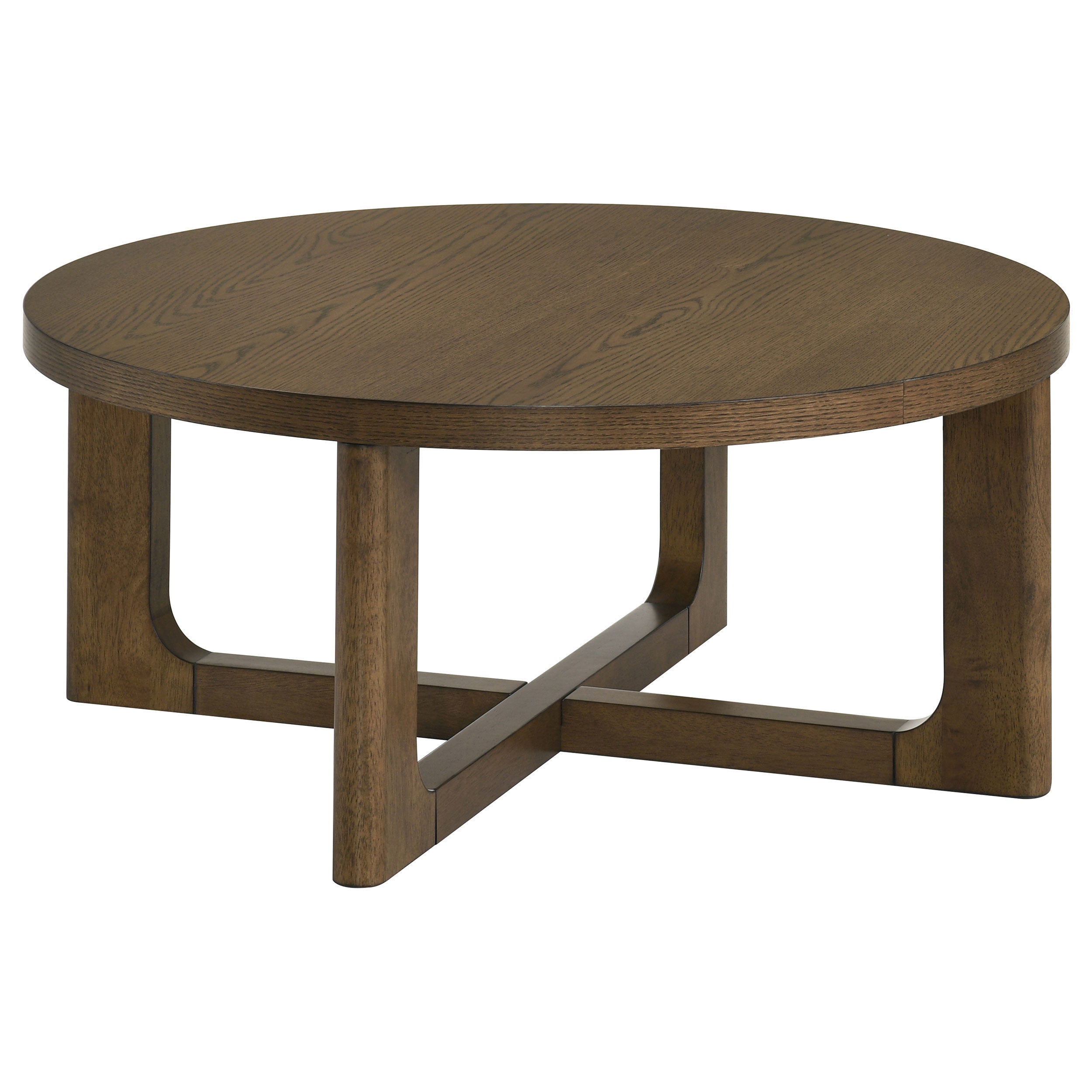 Kessler Round Sculptural Wood Coffee Table Brown-